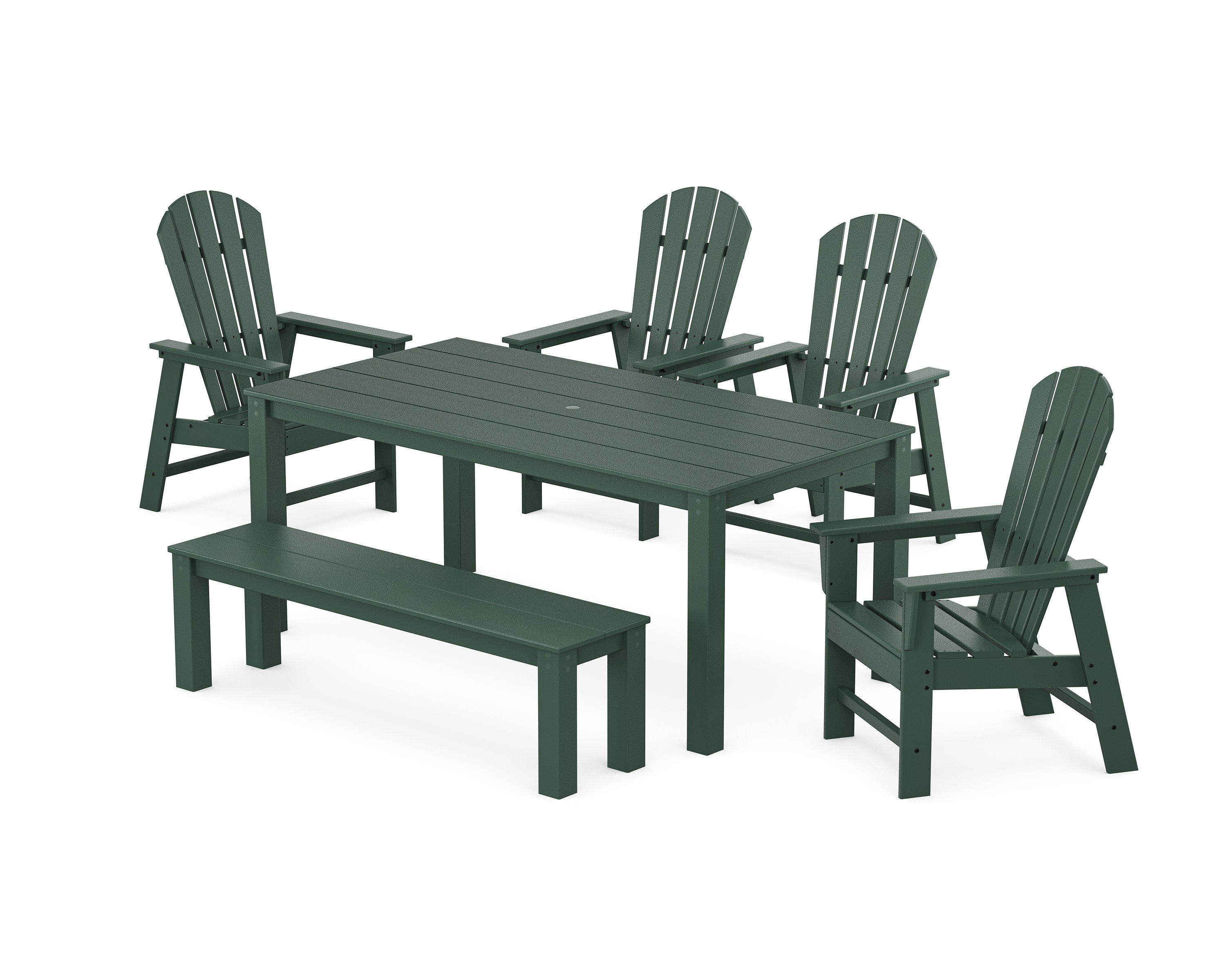 South Beach 6-Piece Parsons Dining Set with Bench in Green