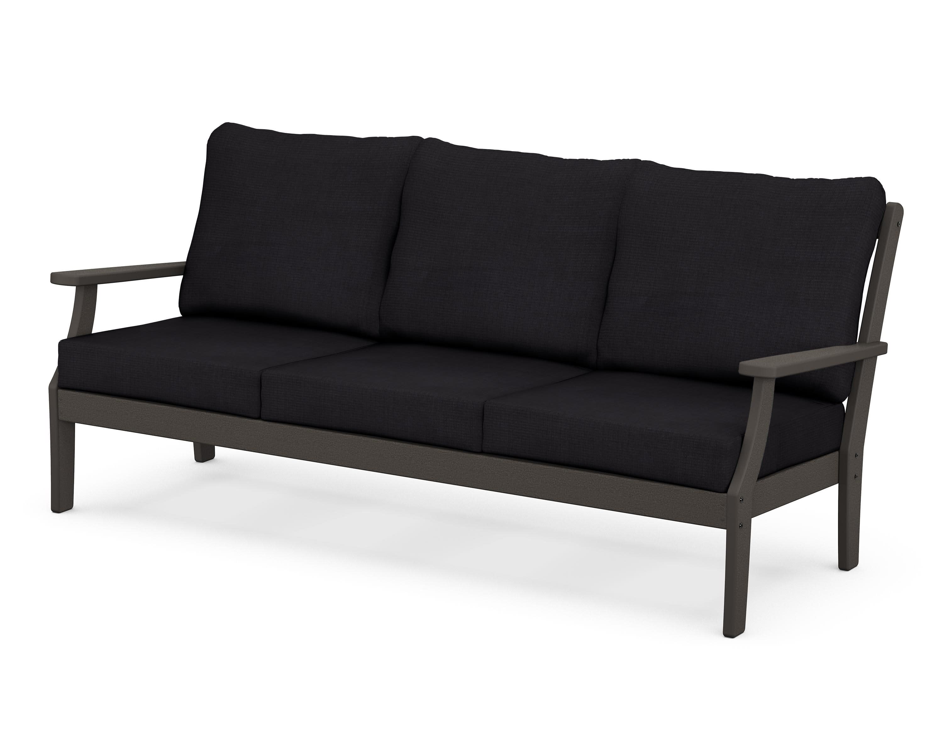 Braxton Deep Seating Sofa in Vintage Coffee / Midnight Linen