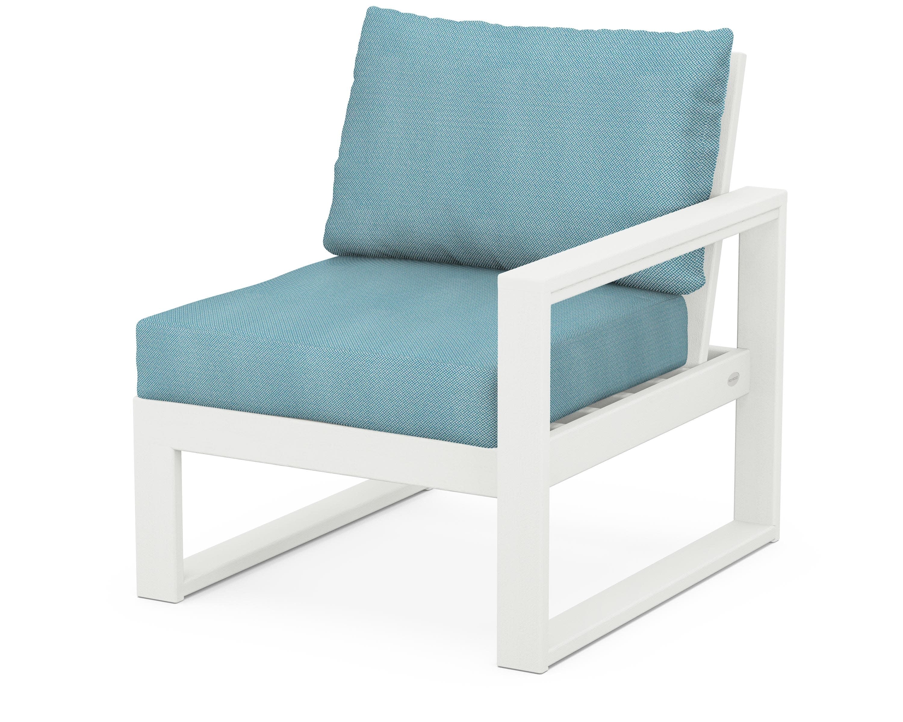 EDGE Modular Right Arm Chair in Vintage White / Lattice Sky Blue