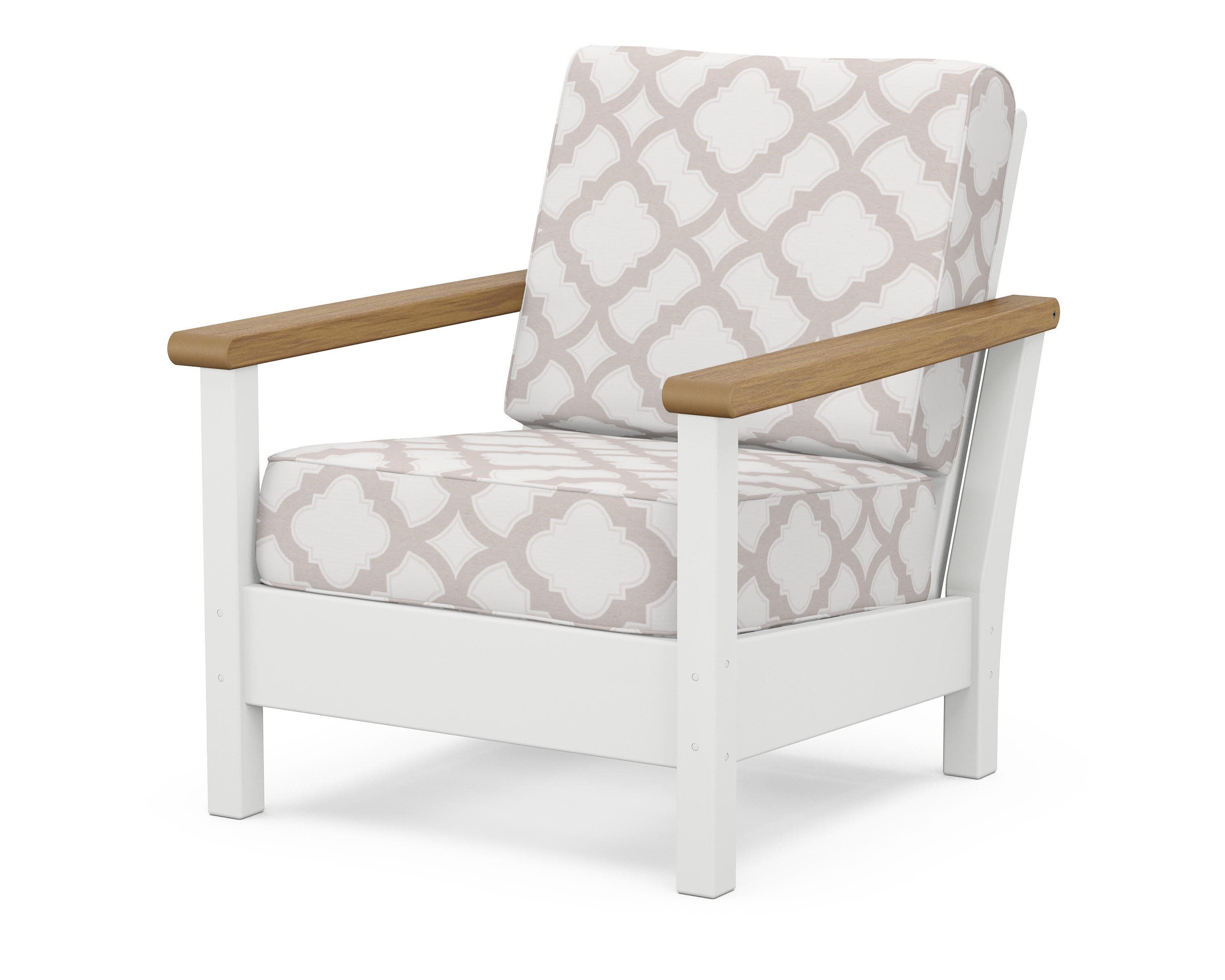 Harbour Deep Seating Chair in White / Natural / Trellis Dune Burlap