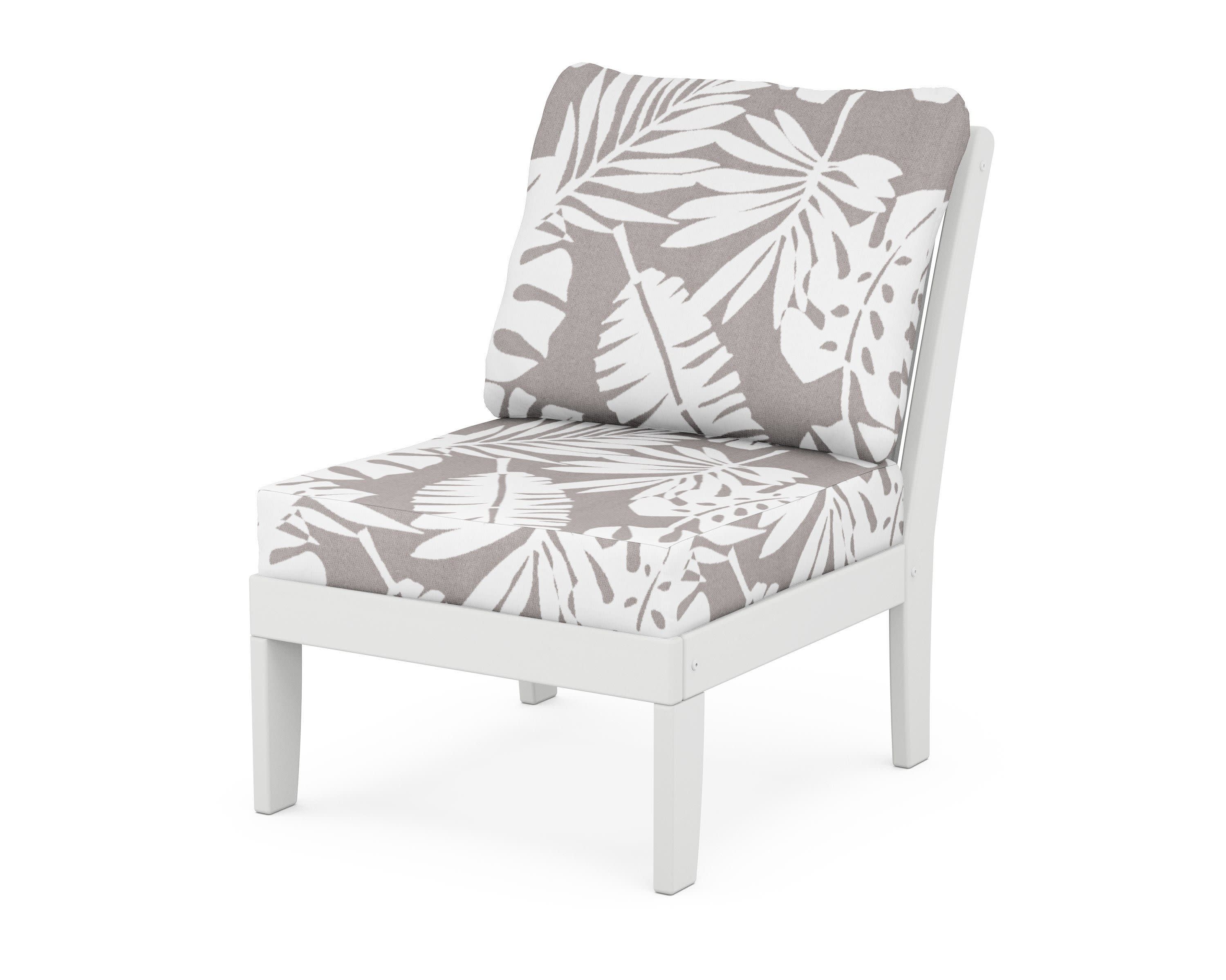 Braxton Modular Armless Chair in White / Leaf Grey Mist