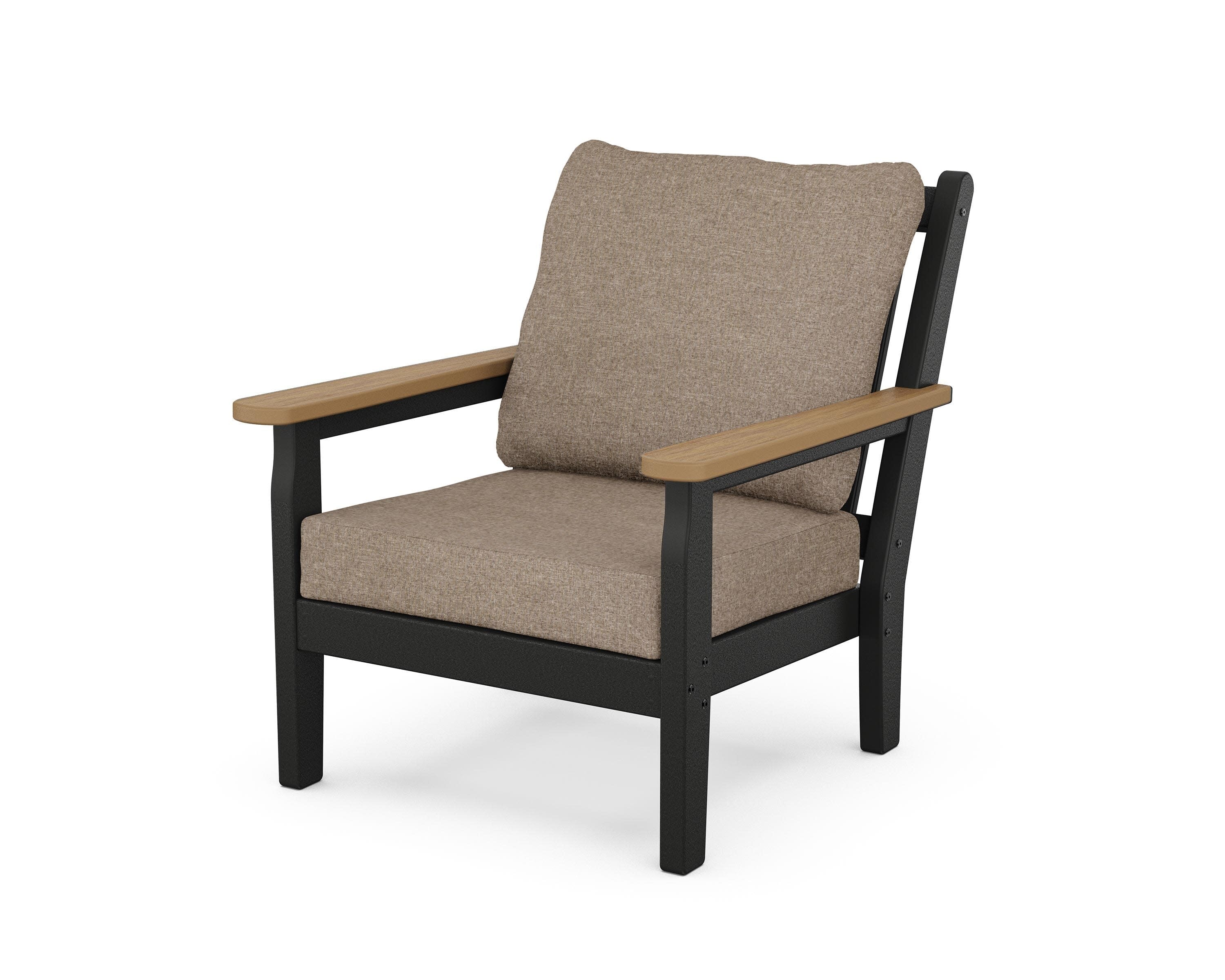 Chippendale Deep Seating Chair in Black / Natural / Spiced Burlap