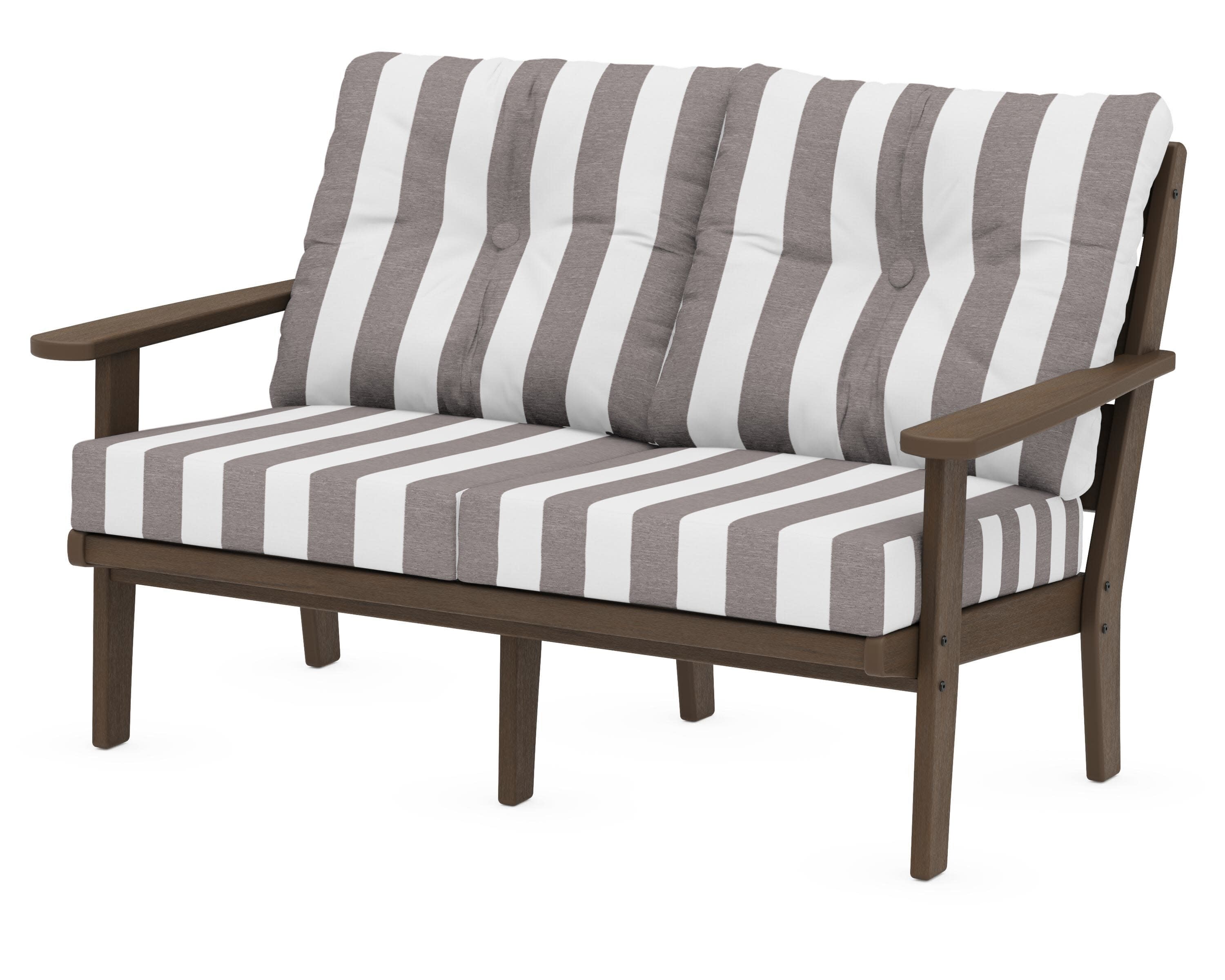 Lakeside Deep Seating Loveseat in Kona / Cabana Stripe Grey Mist