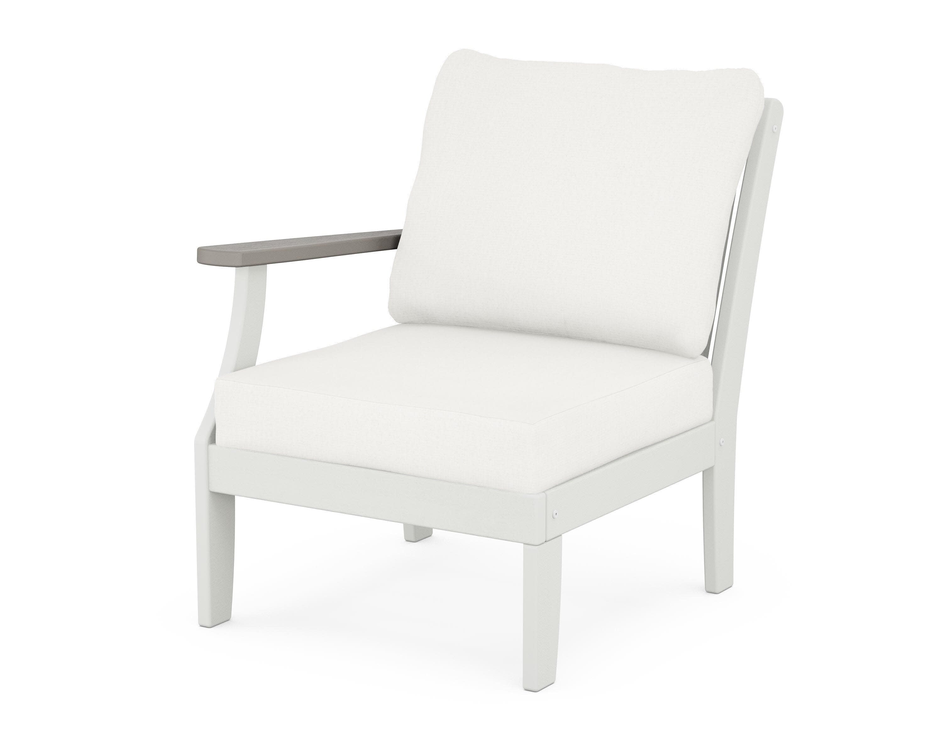 Braxton Modular Left Arm Chair in White / Driftwood / Natural Linen