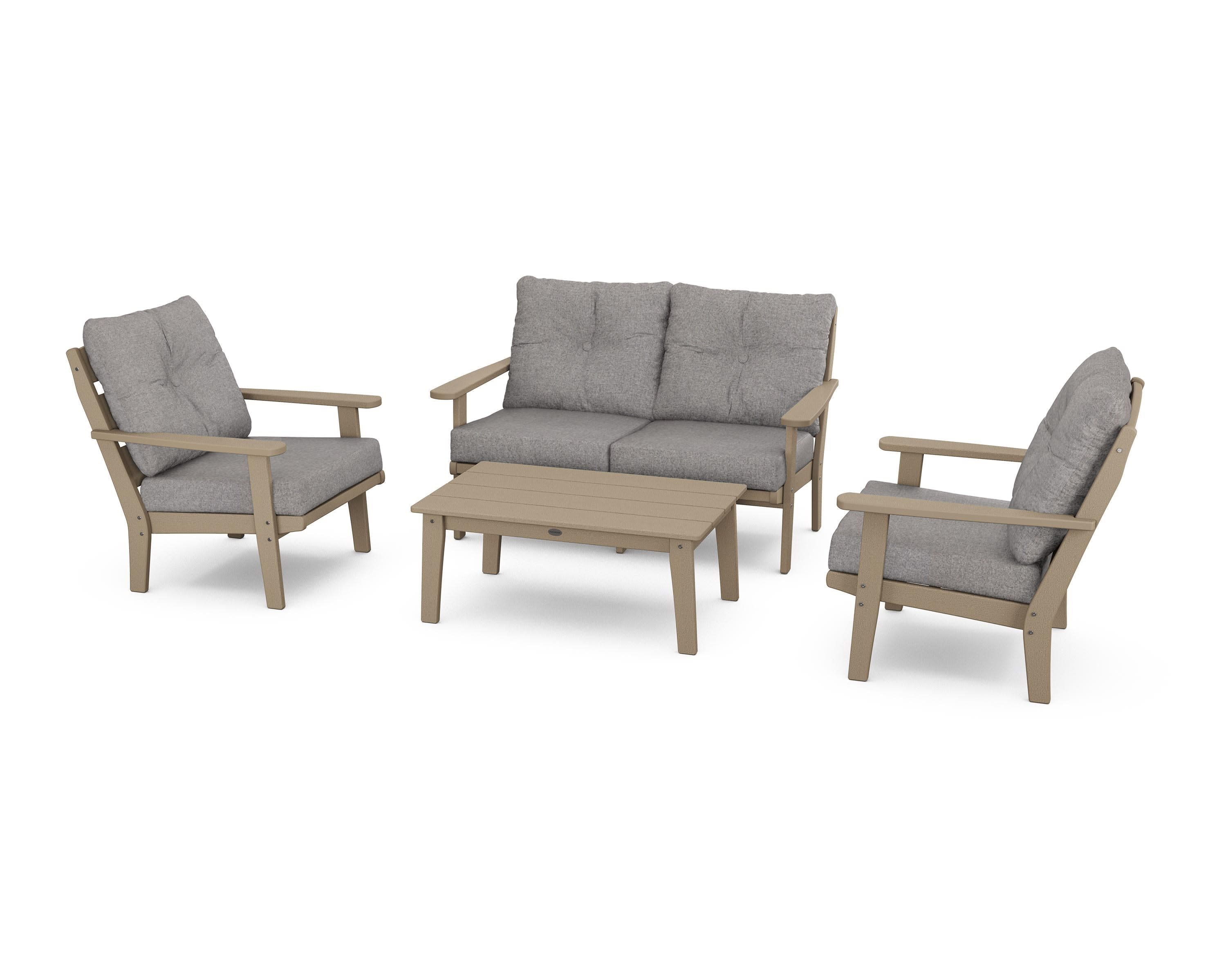 Lakeside 4-Piece Deep Seating Set in Vintage Sahara / Grey Mist