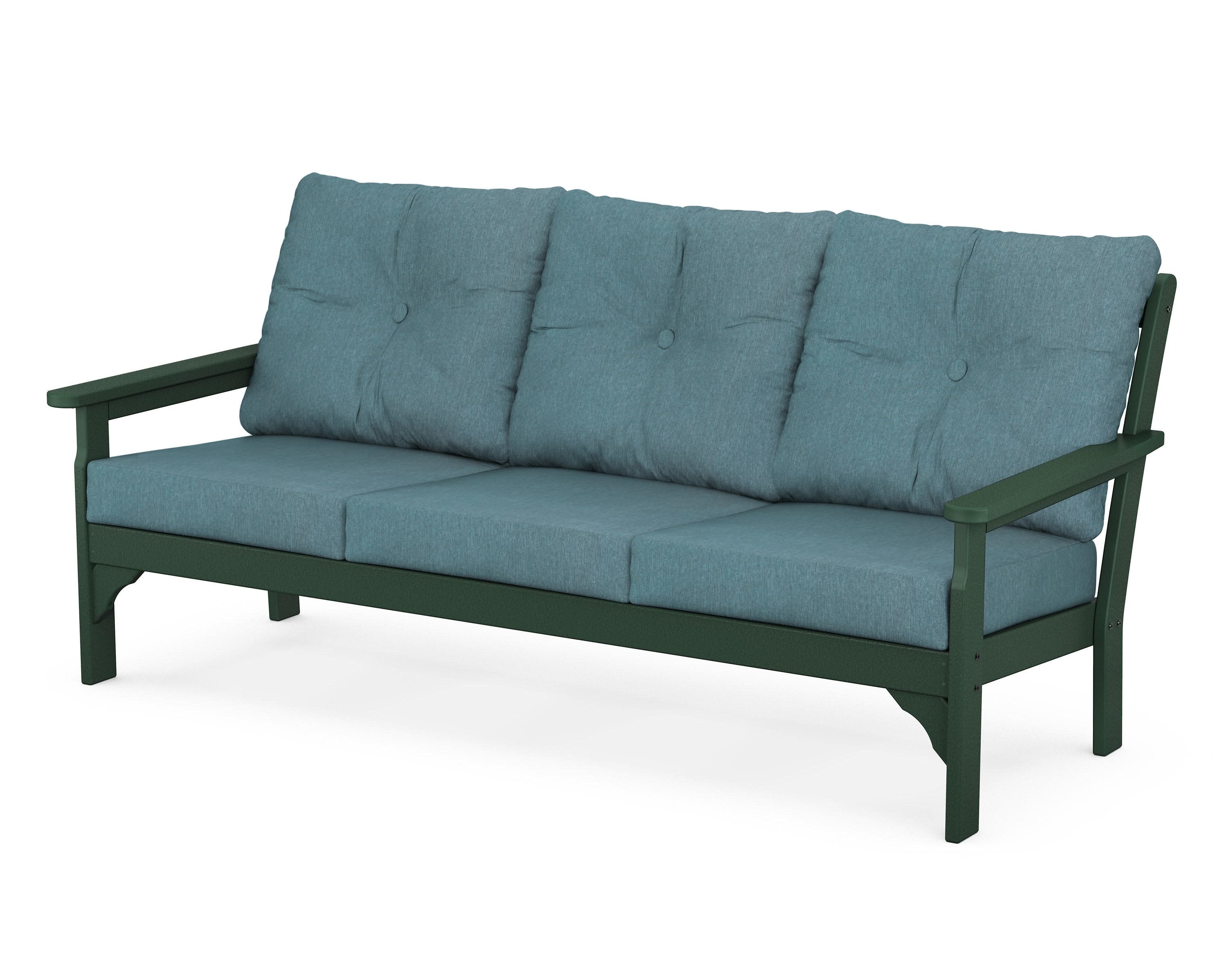 Vineyard Deep Seating Sofa in Green / Ocean Teal