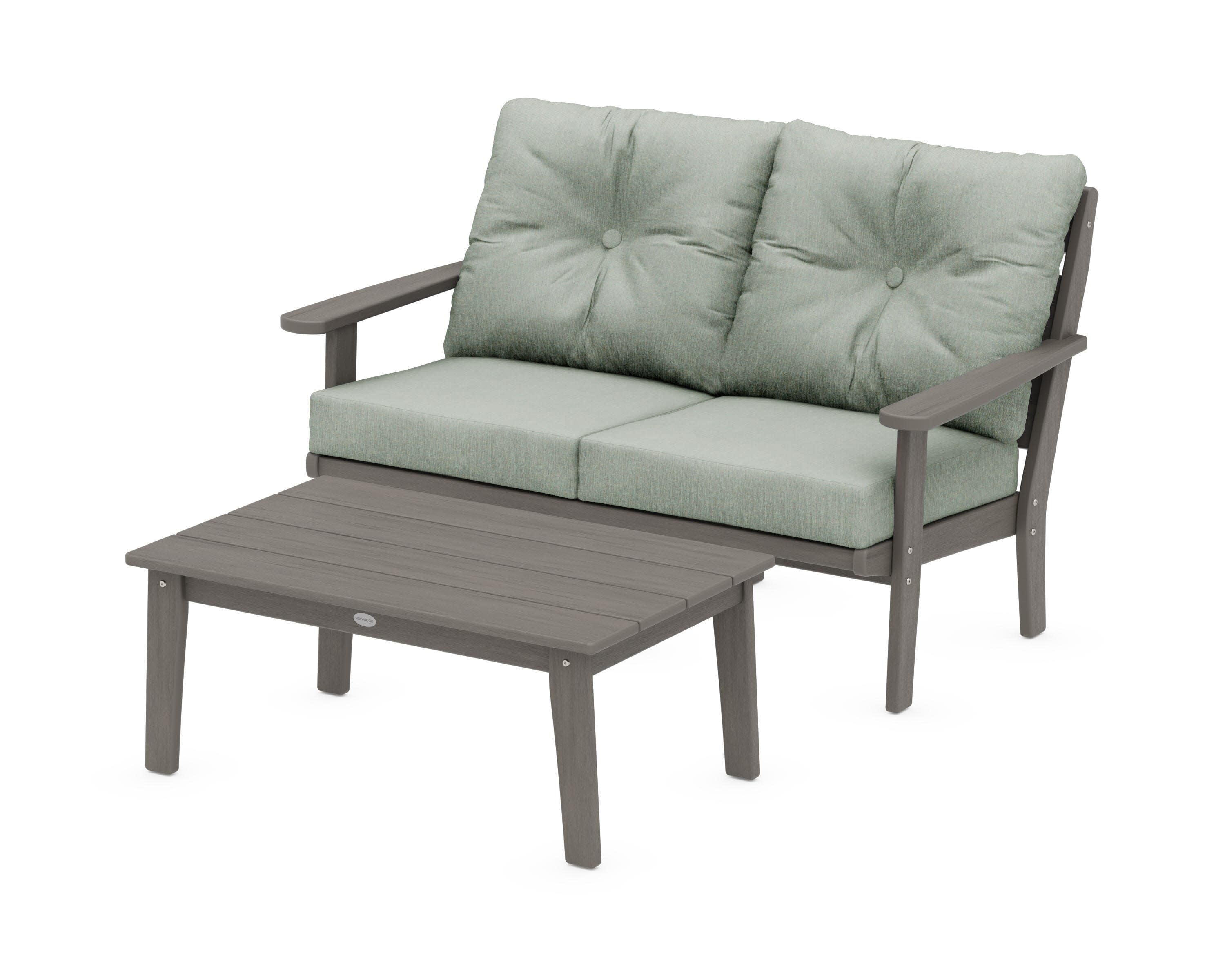 Lakeside 2-Piece Lounge Loveseat Set in Driftwood / Cast Sage