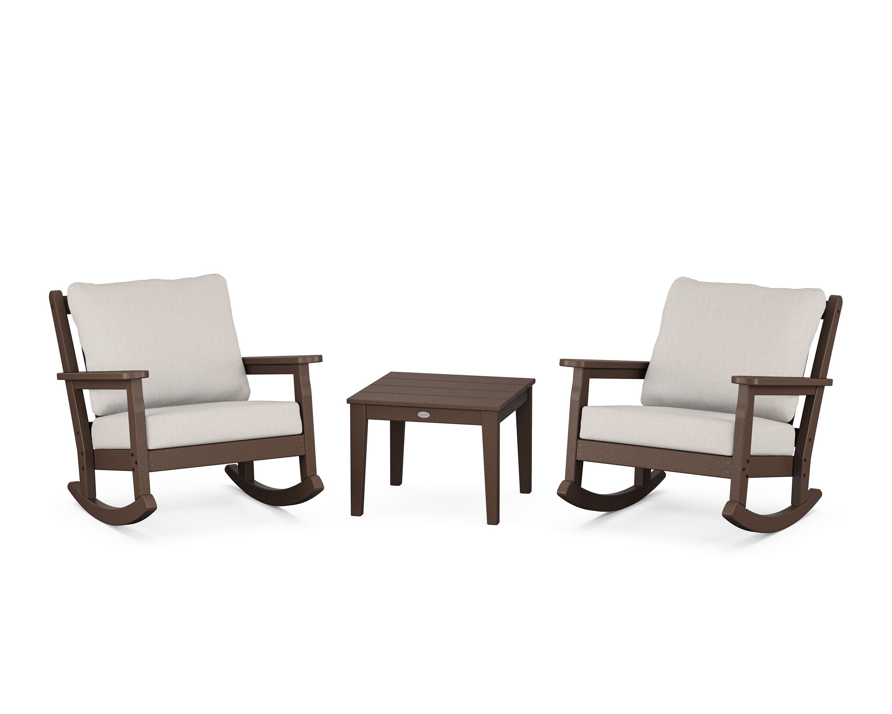 Chippendale 3-Piece Deep Seating Rocker Set in Mahogany / Cast Ash