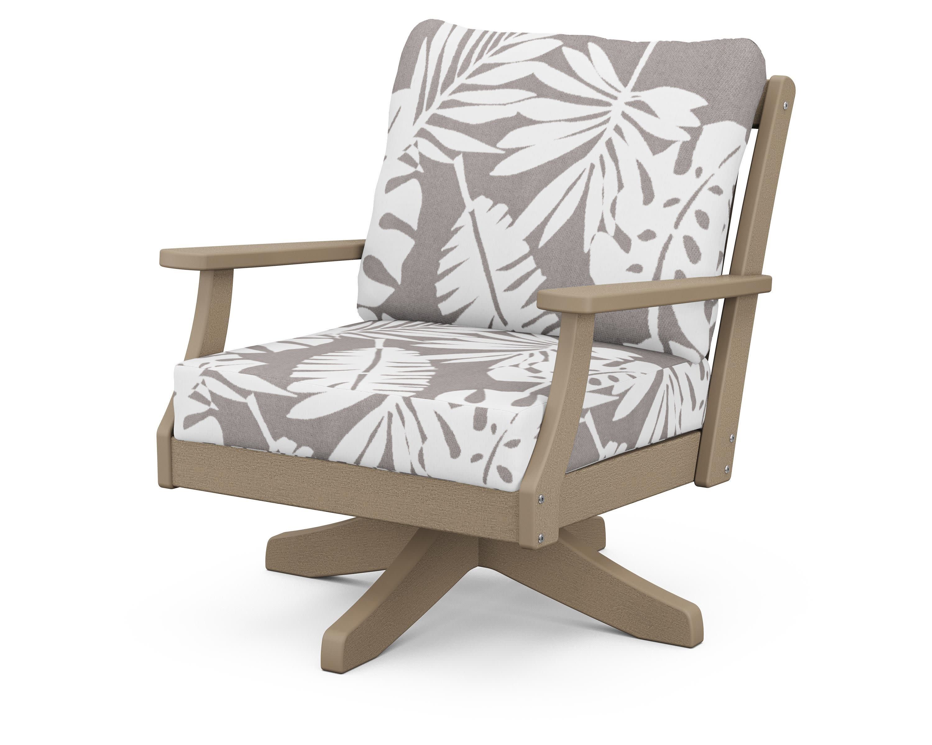 Braxton Deep Seating Swivel Chair in Vintage Sahara / Leaf Grey Mist