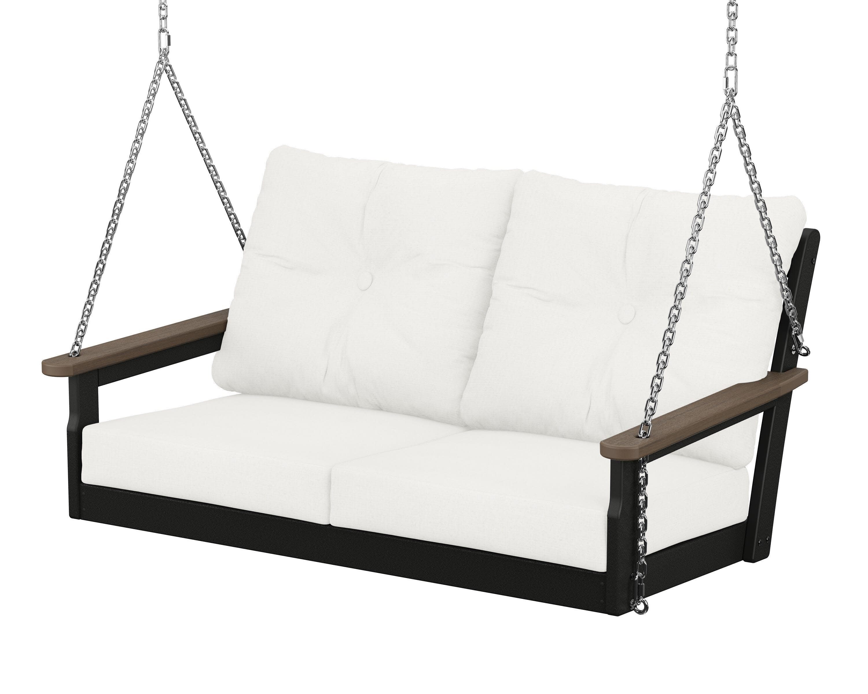 Vineyard Deep Seating Swing in Black / Kona / Natural Linen