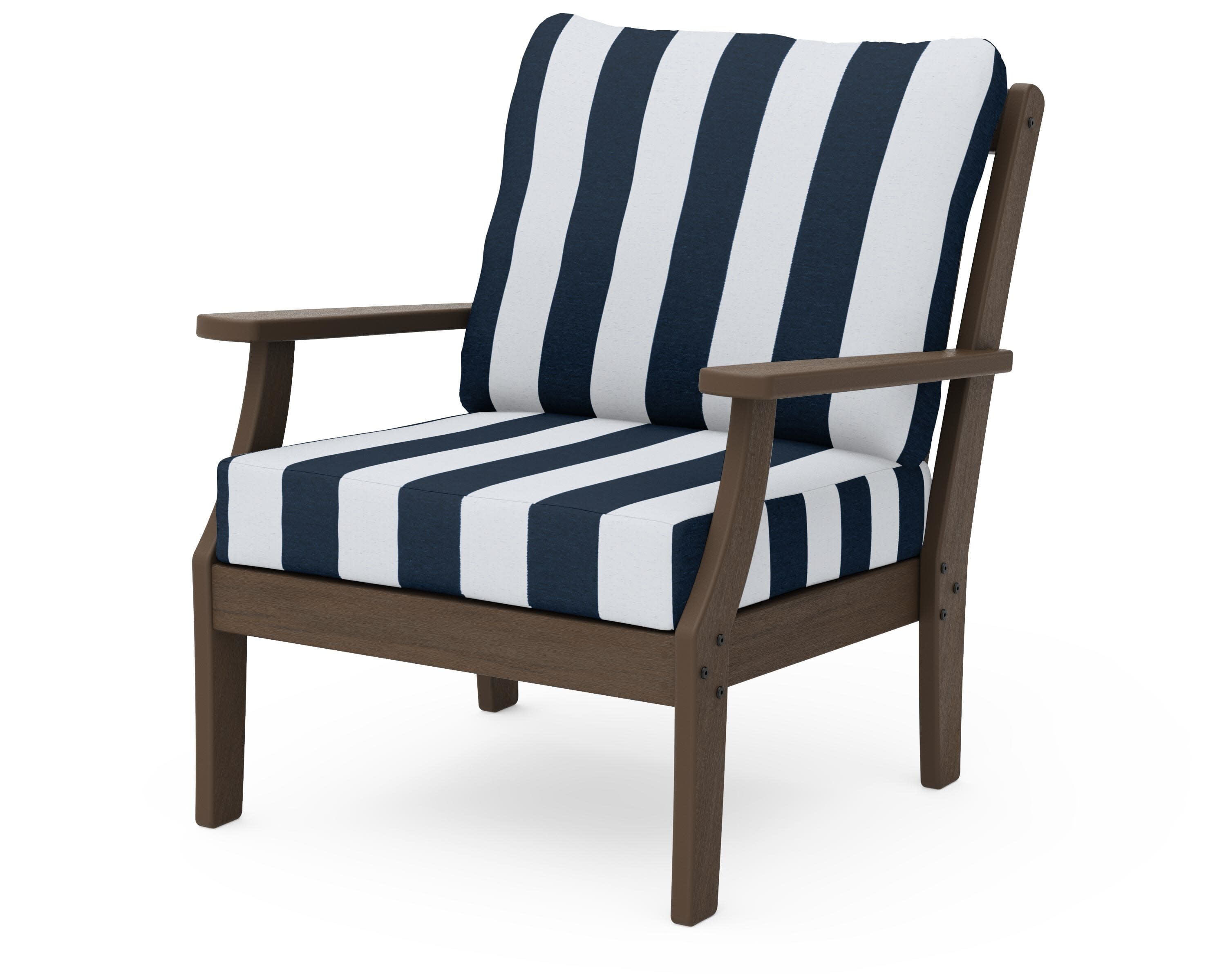 Braxton Deep Seating Chair in Kona / Cabana Stripe Marine Indigo