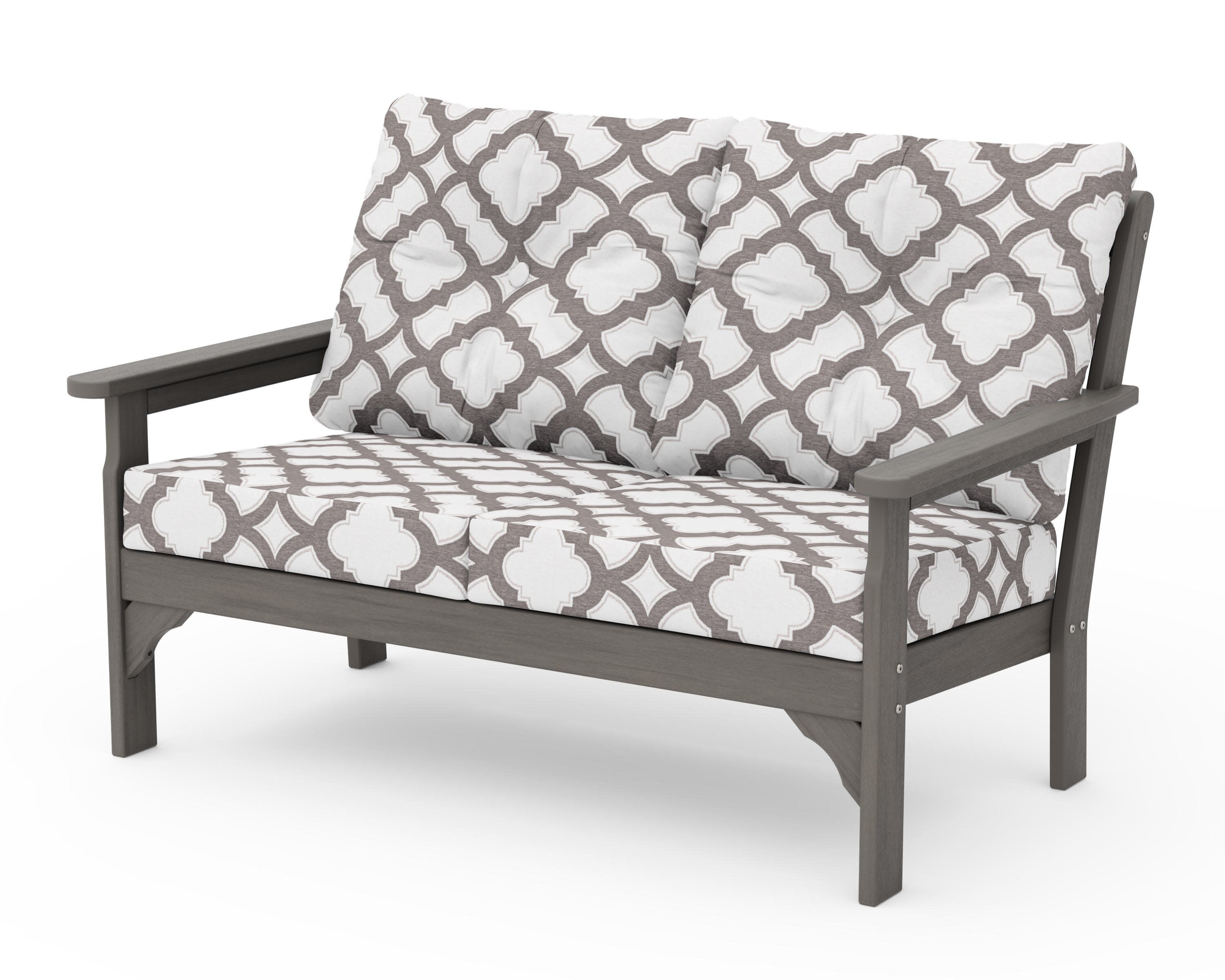 Vineyard Deep Seating Loveseat in Driftwood / Trellis Grey Mist
