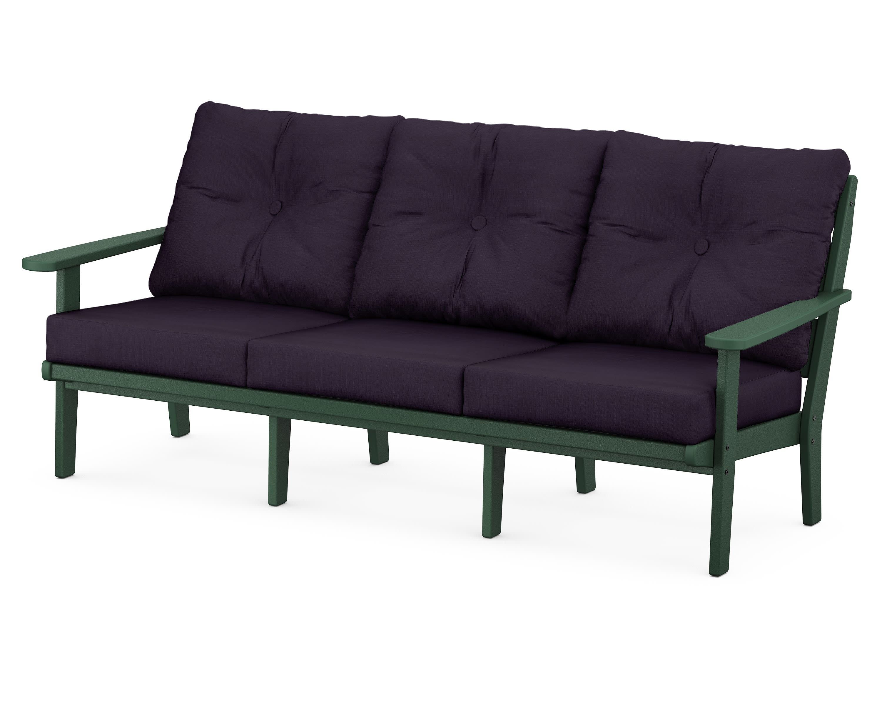 Lakeside Deep Seating Sofa in Green / Navy Linen