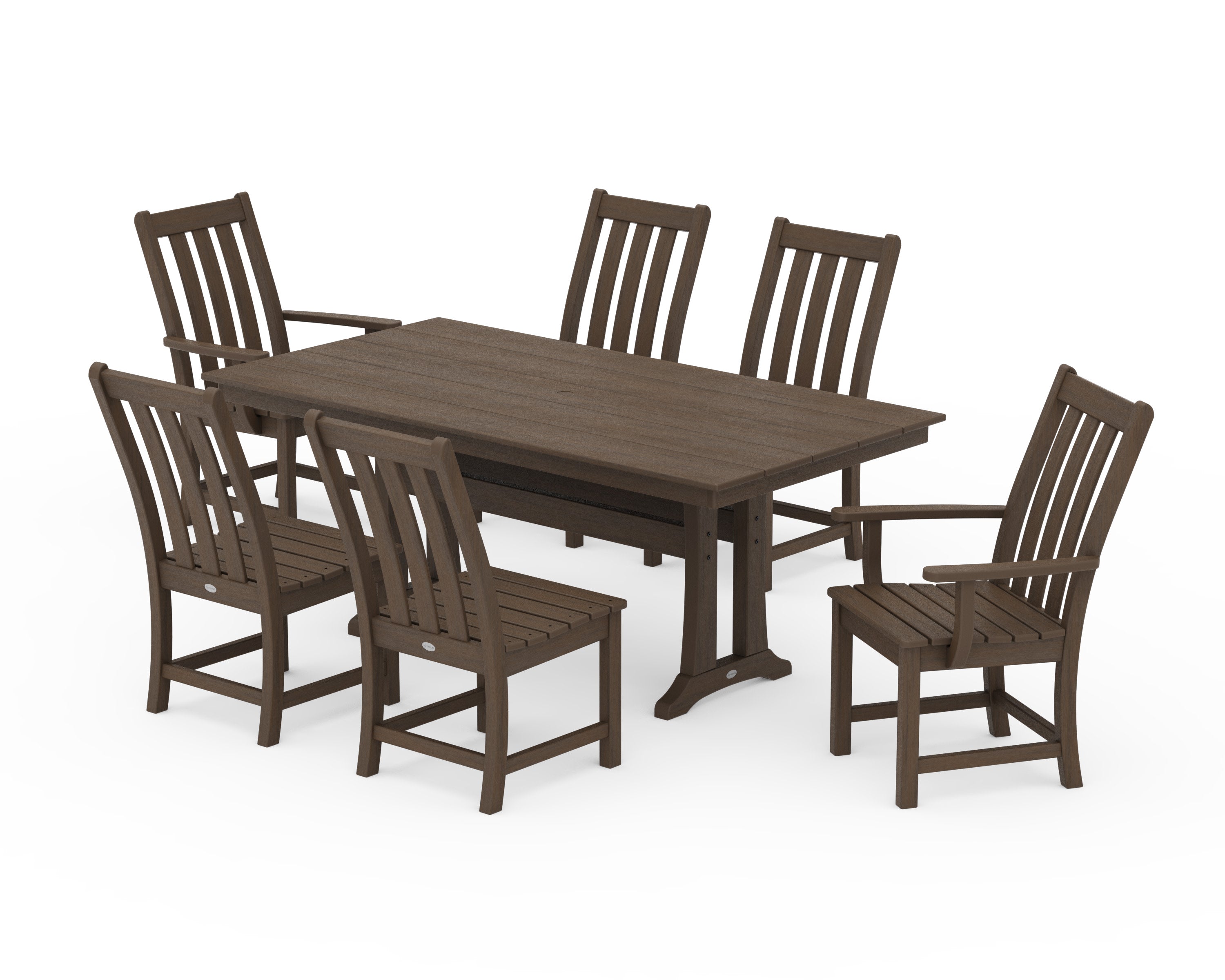 Vineyard 7-Piece Farmhouse Dining Set with Trestle Legs in Kona