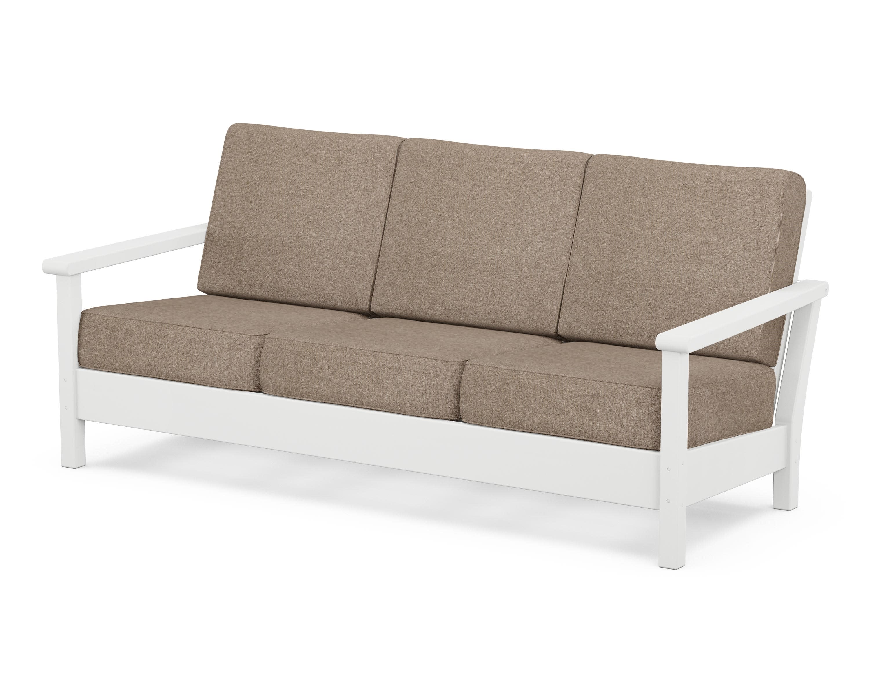 Harbour Deep Seating Sofa in White / Spiced Burlap