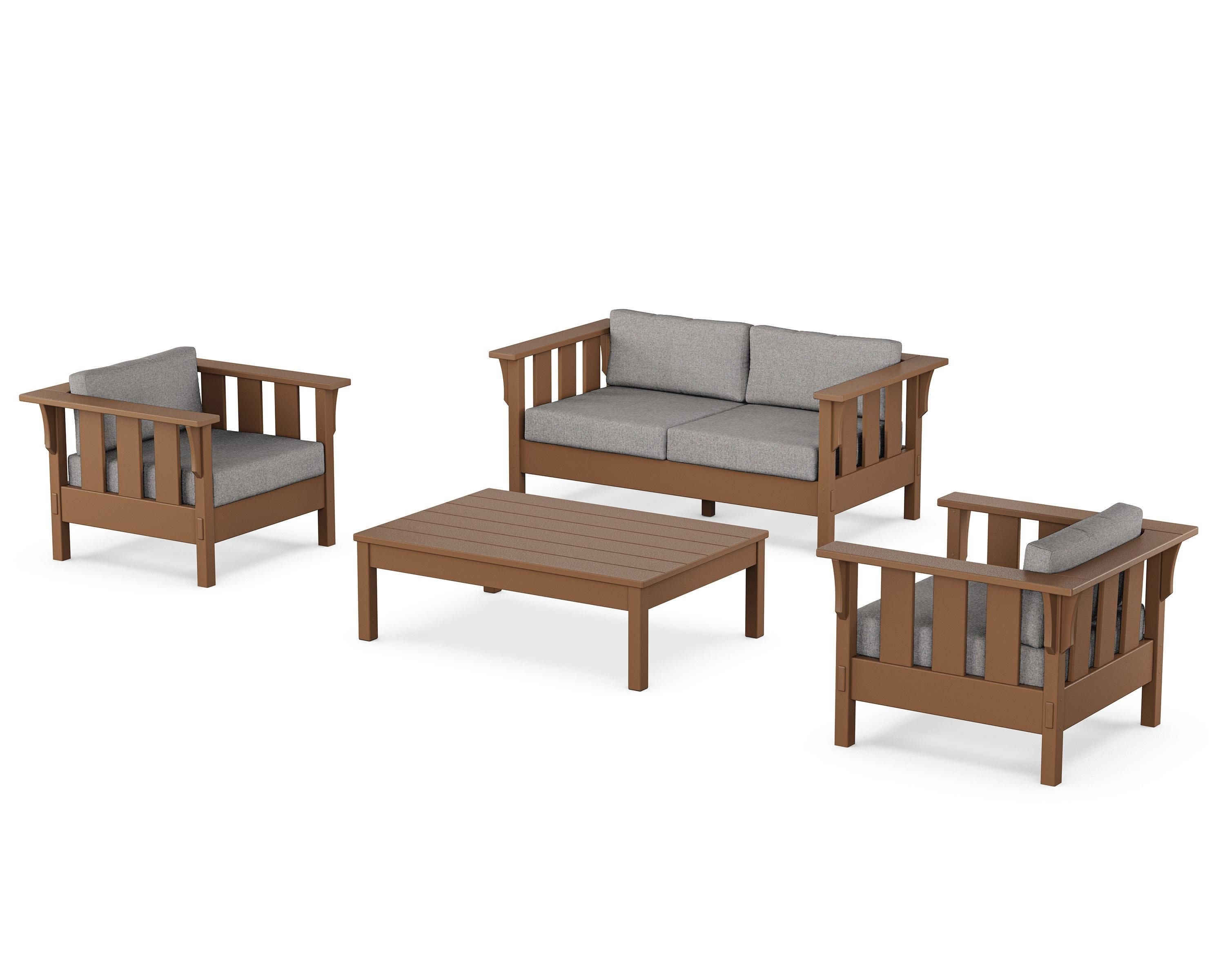 Acadia 4-Piece Deep Seating Set with Loveseat in Teak / Grey Mist