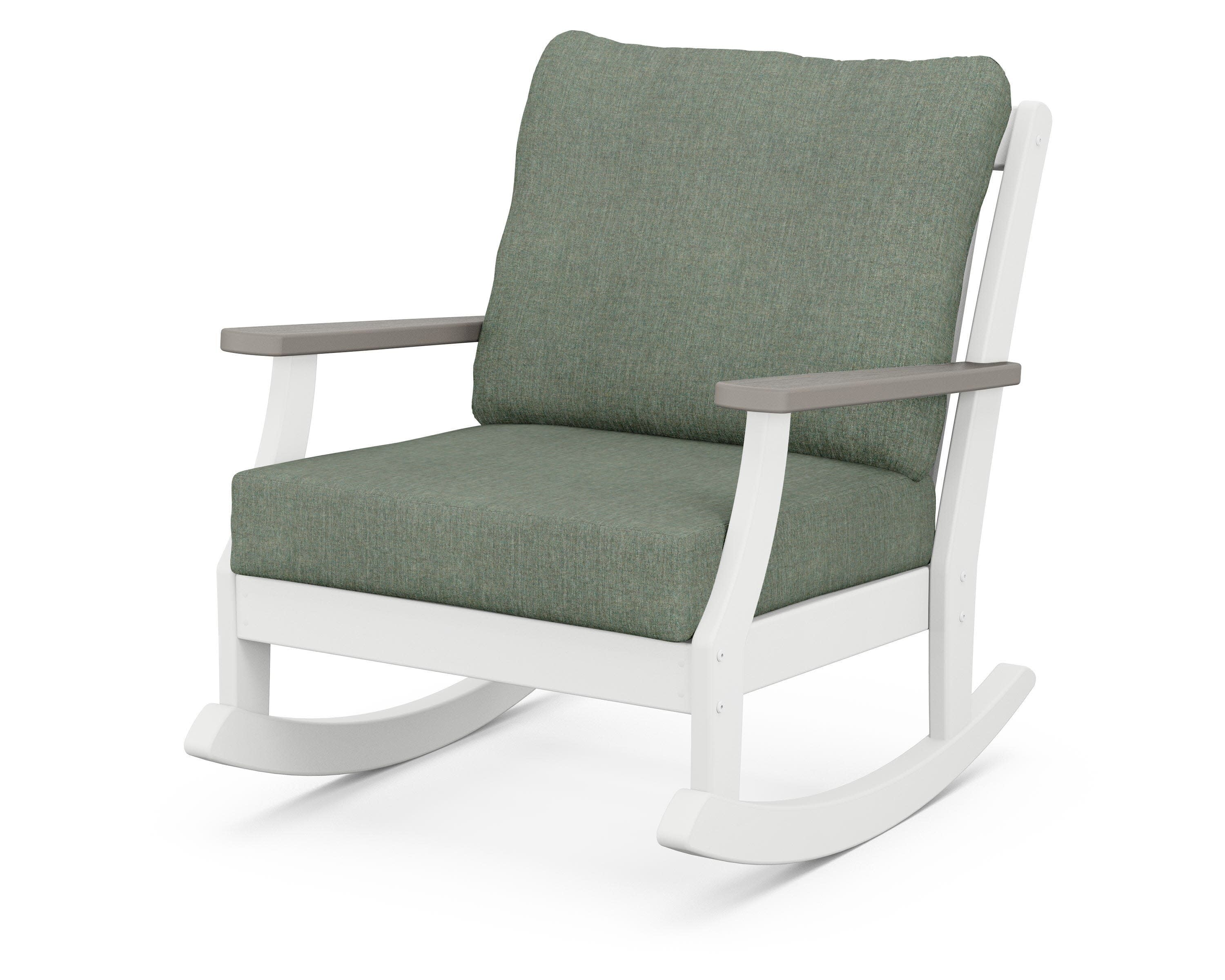 Braxton Deep Seating Rocking Chair in White / Driftwood / Cast Sage
