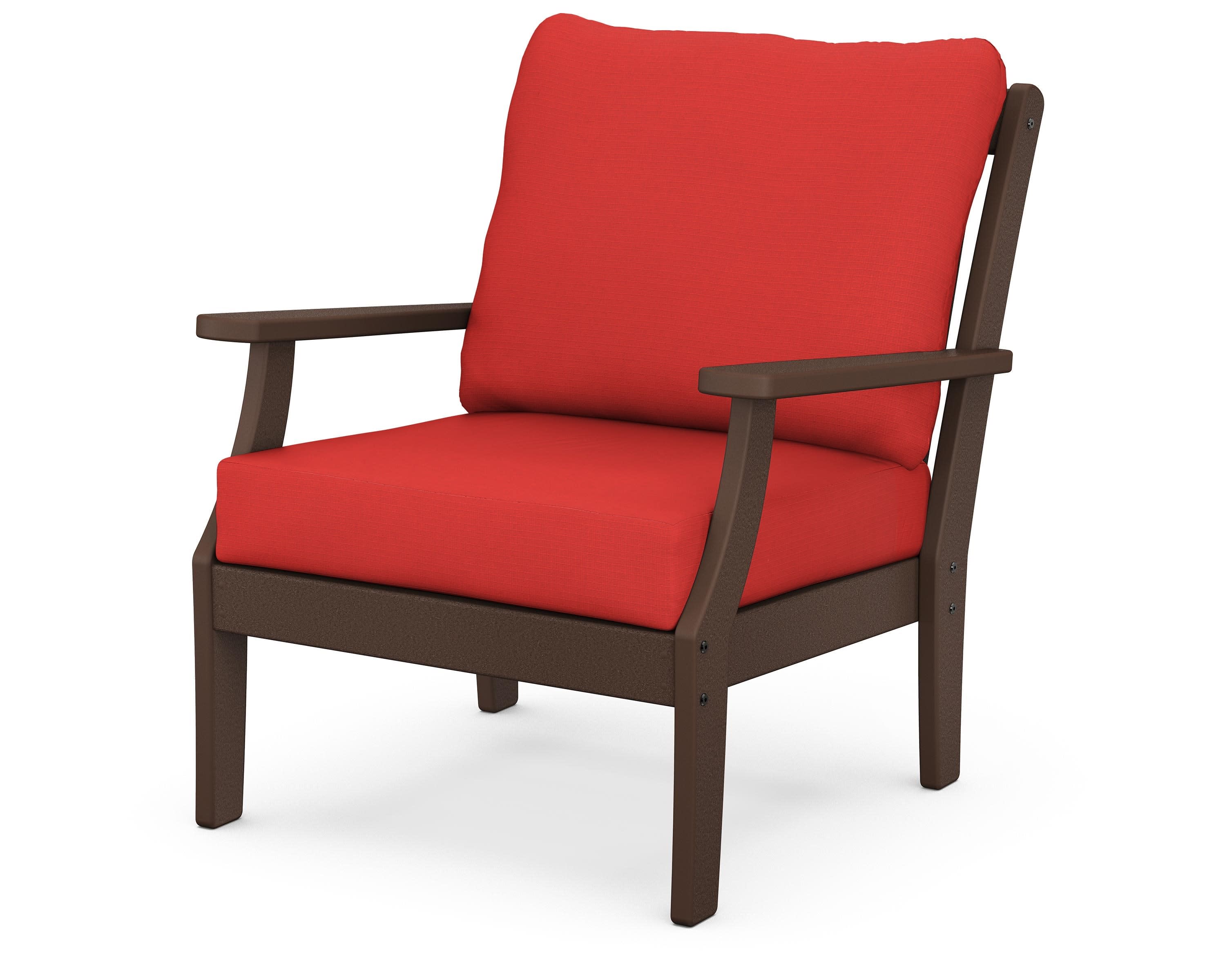 Braxton Deep Seating Chair in Mahogany / Crimson Linen