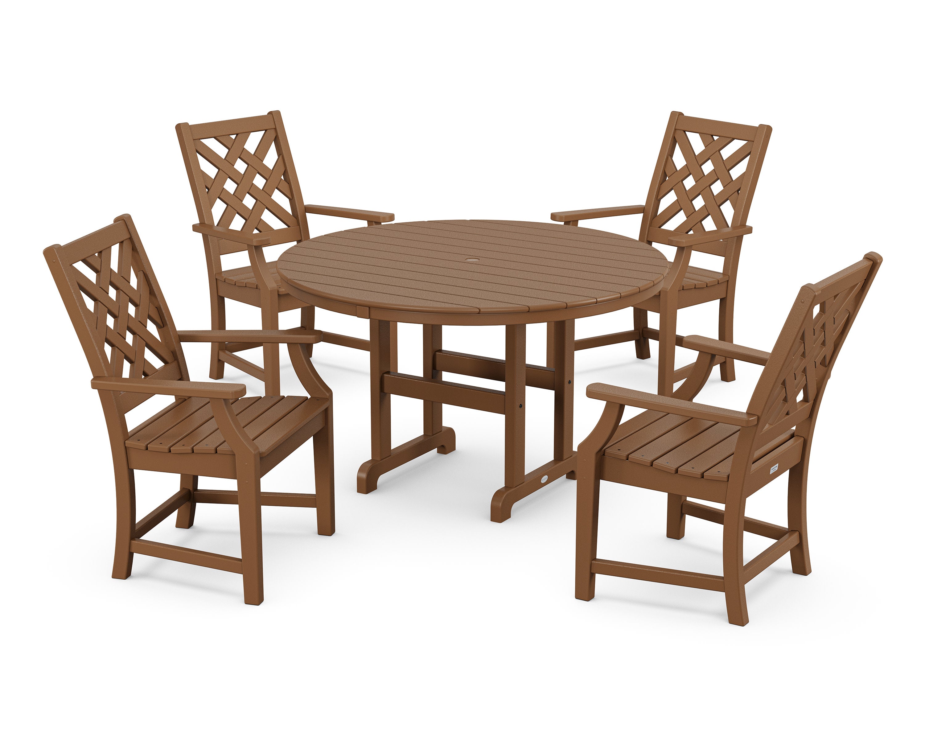 Wovendale 5-Piece Round Farmhouse Dining Set in Teak