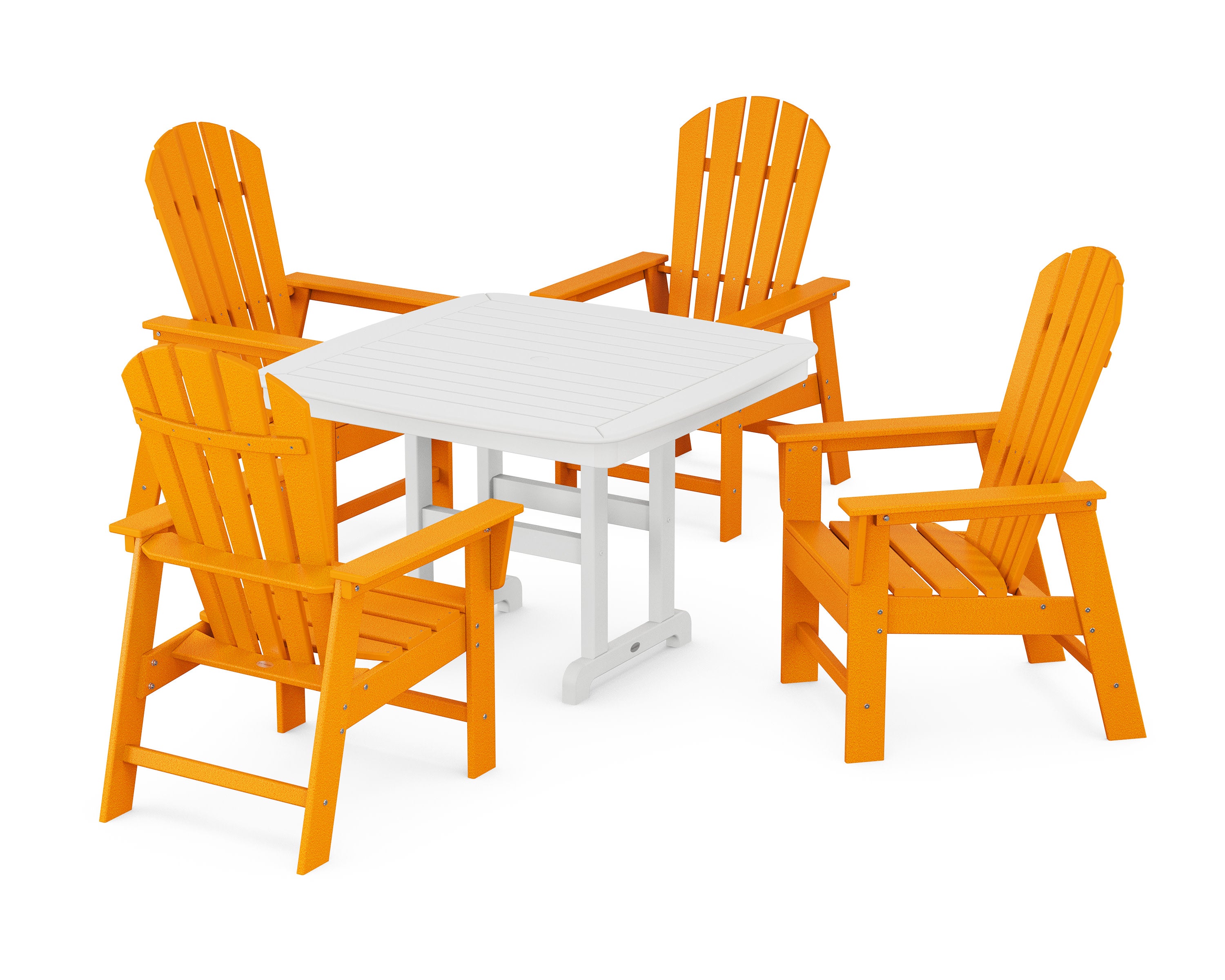 South Beach 5-Piece Dining Set with Trestle Legs in Tangerine / White
