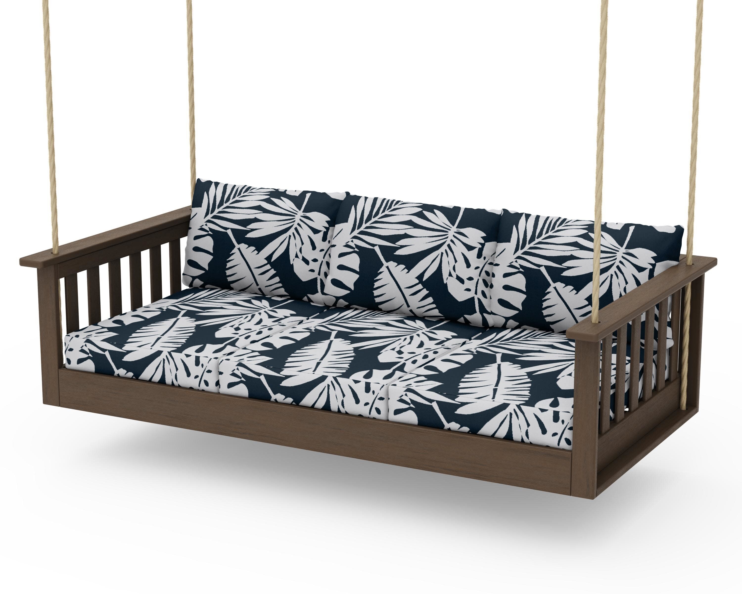 Vineyard Daybed Swing in Kona / Leaf Marine Indigo