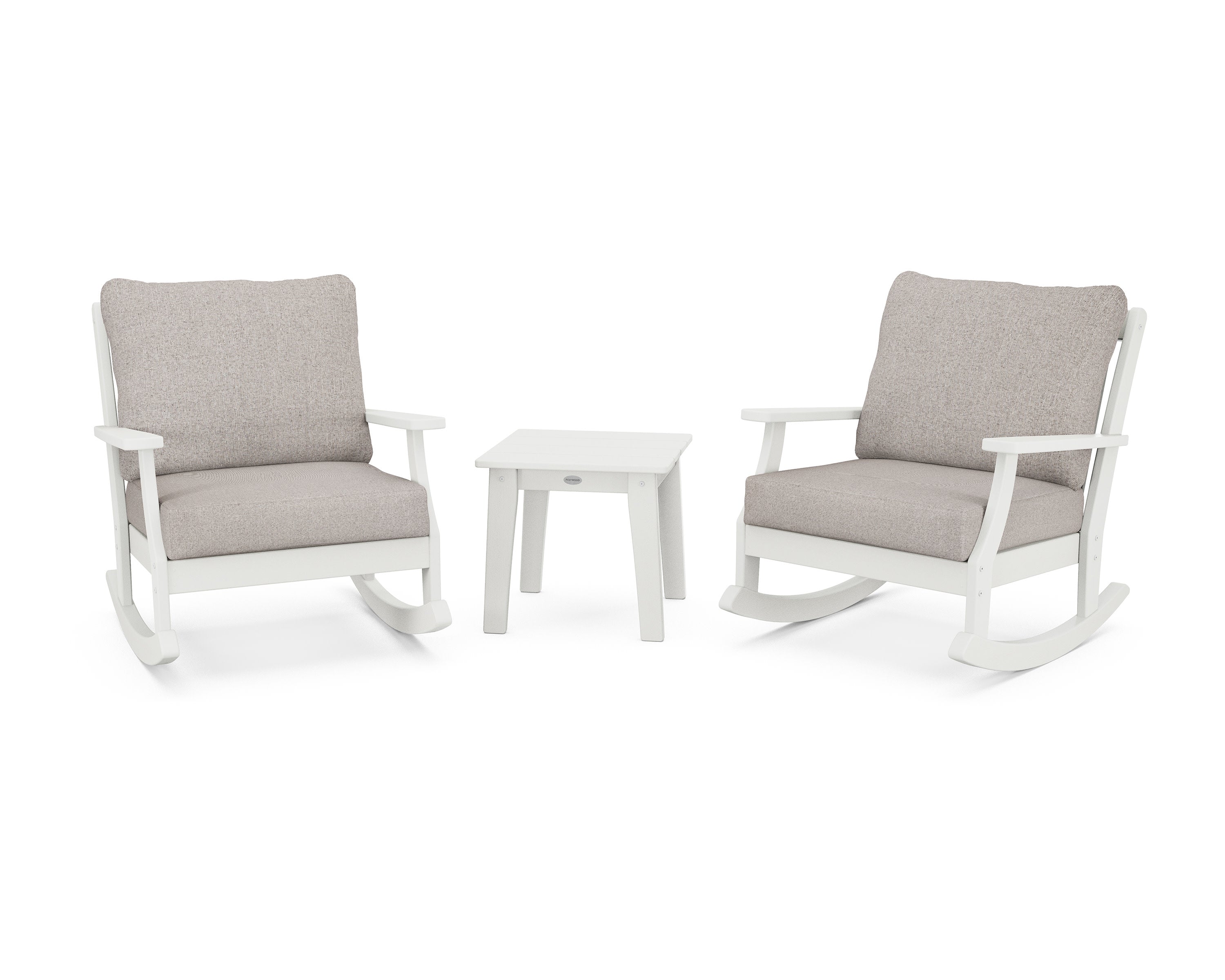 Braxton 3-Piece Deep Seating Rocker Set in Vintage White / Weathered Tweed