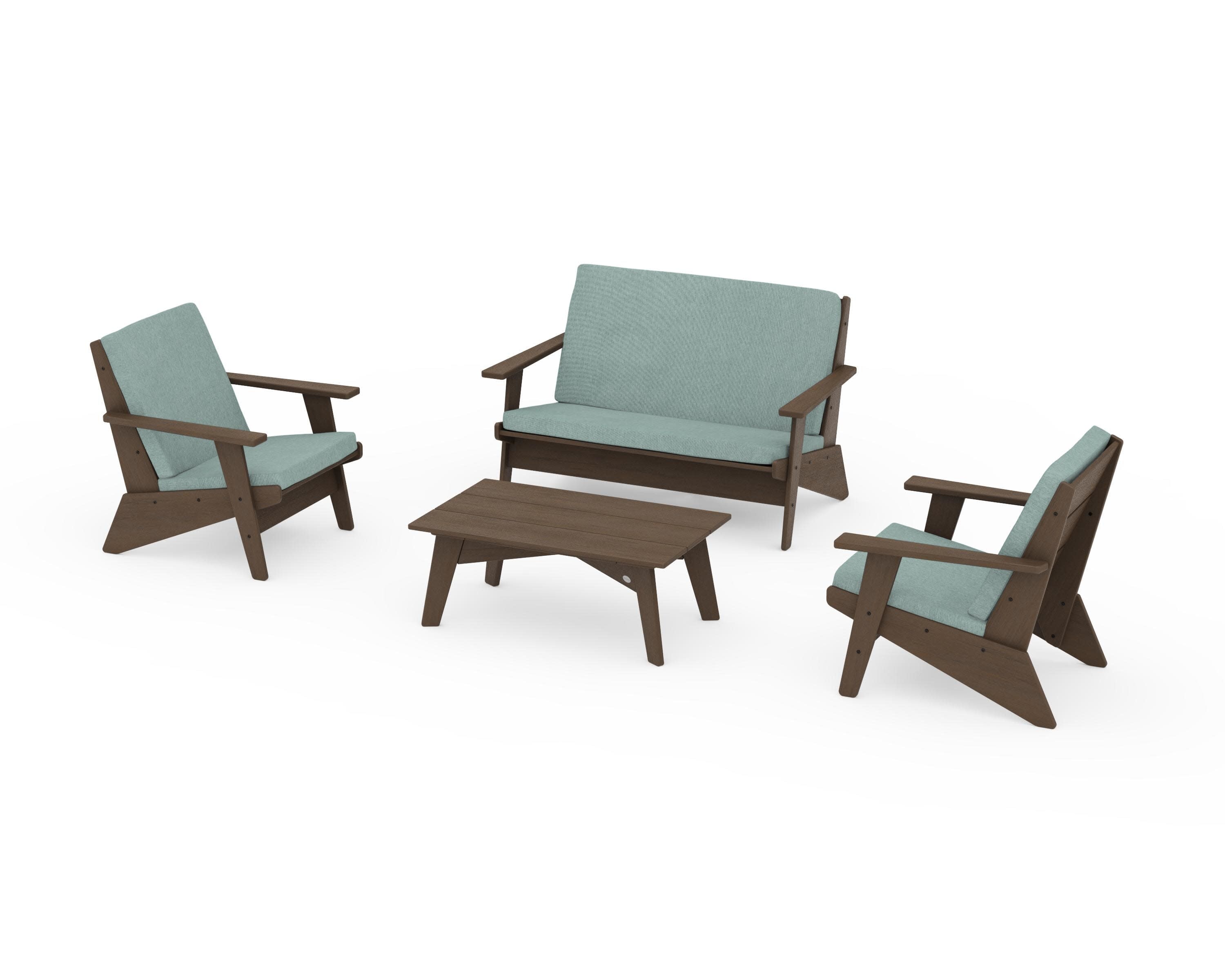 Riviera Modern Lounge 4-Piece Set in Kona / Glacier Spa