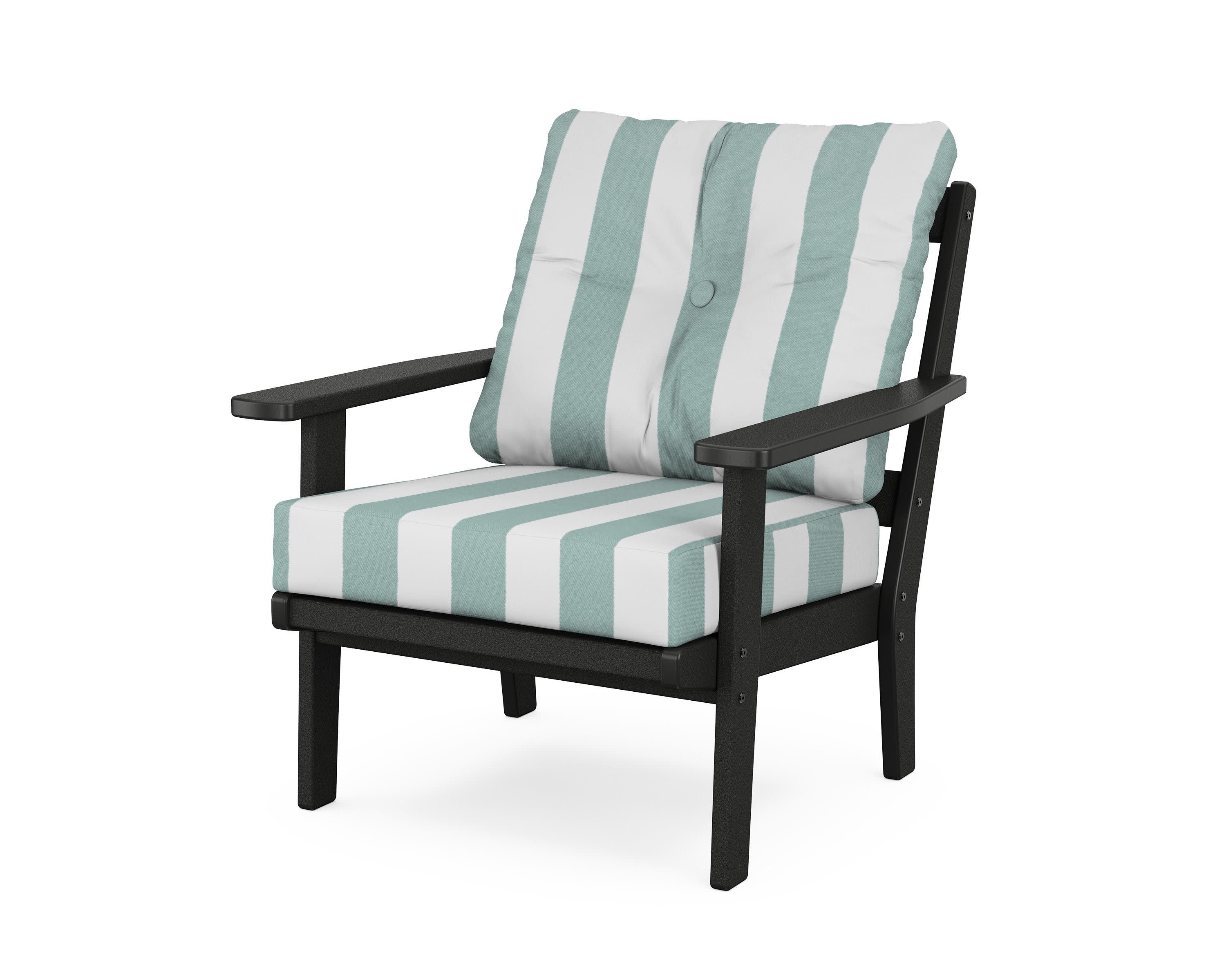 Oxford Deep Seating Chair in Black / Cabana Stripe Glacier Spa