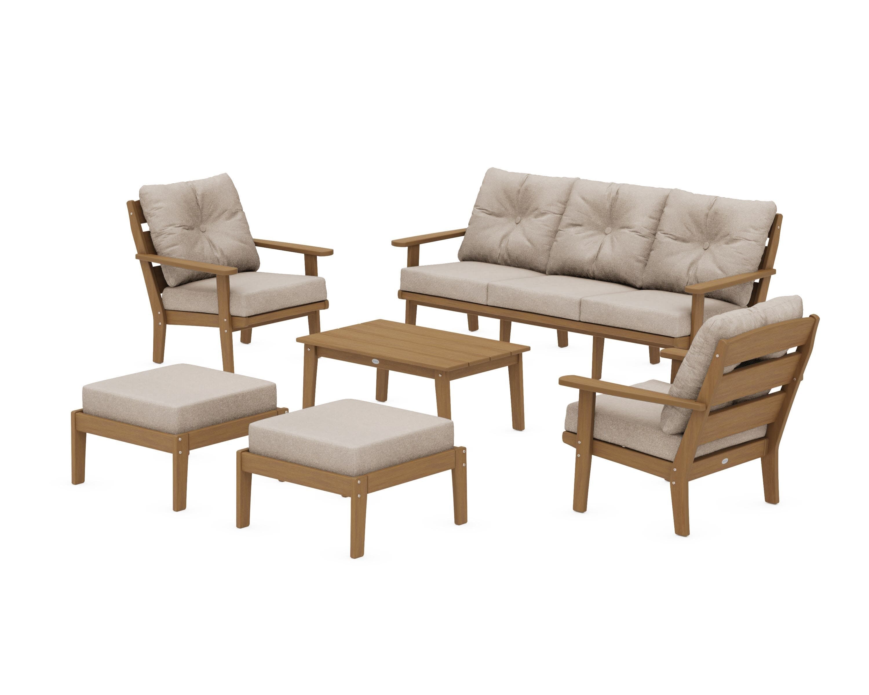 Lakeside 6-Piece Lounge Sofa Set in Natural / Spiced Burlap