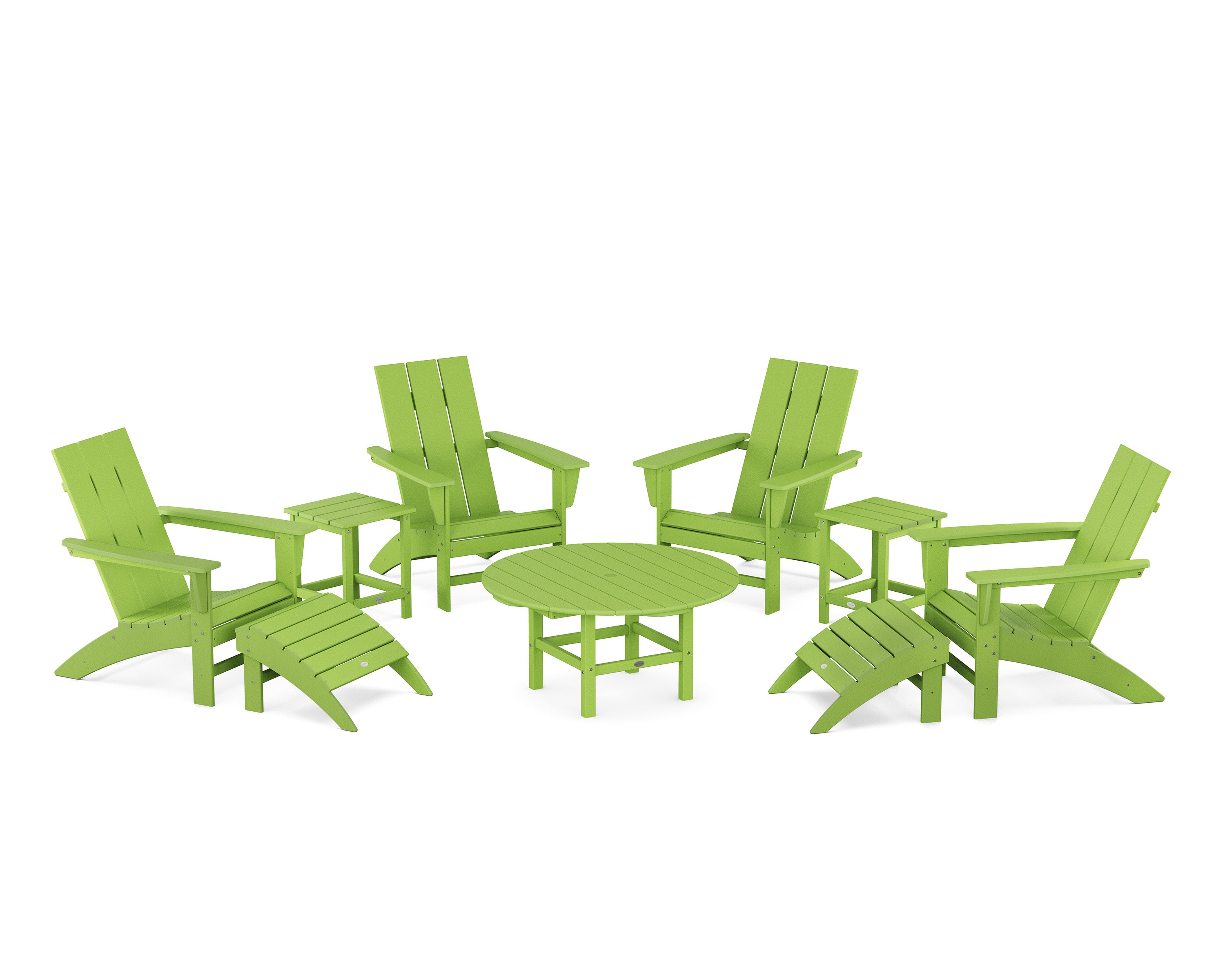 Modern Adirondack Chair 9-Piece Conversation Set in Lime