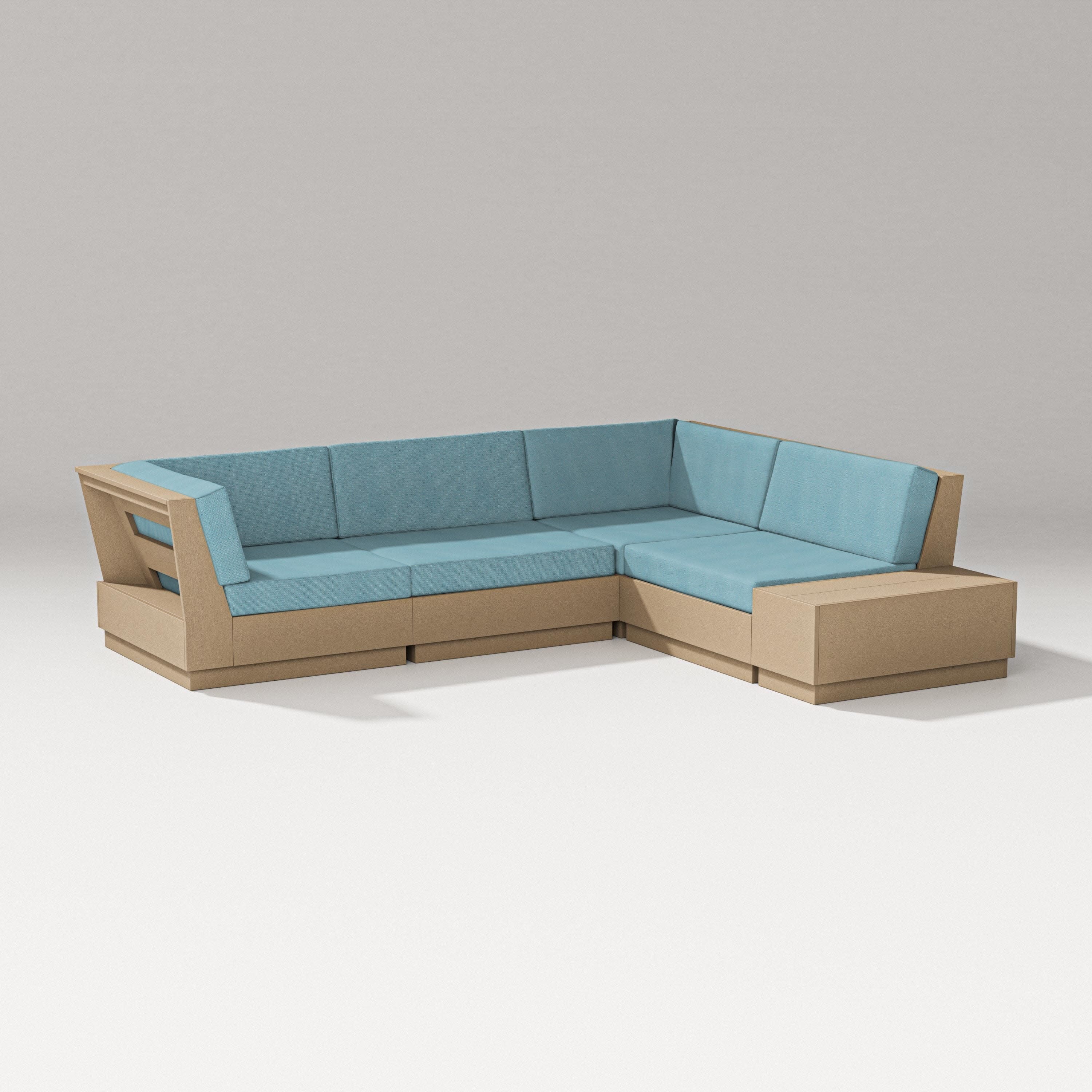 Elevate Corner Sectional in Vintage Sahara / Lattice Sky Blue
