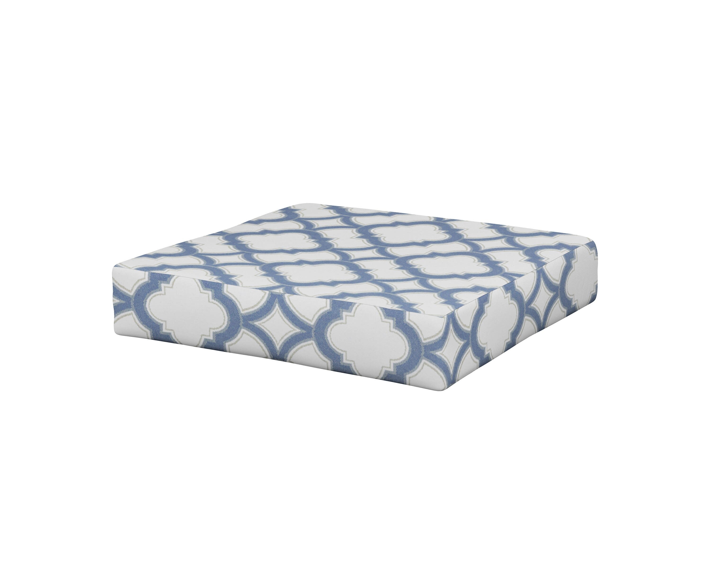 Modular Ottoman Cushion in Trellis Sky Blue