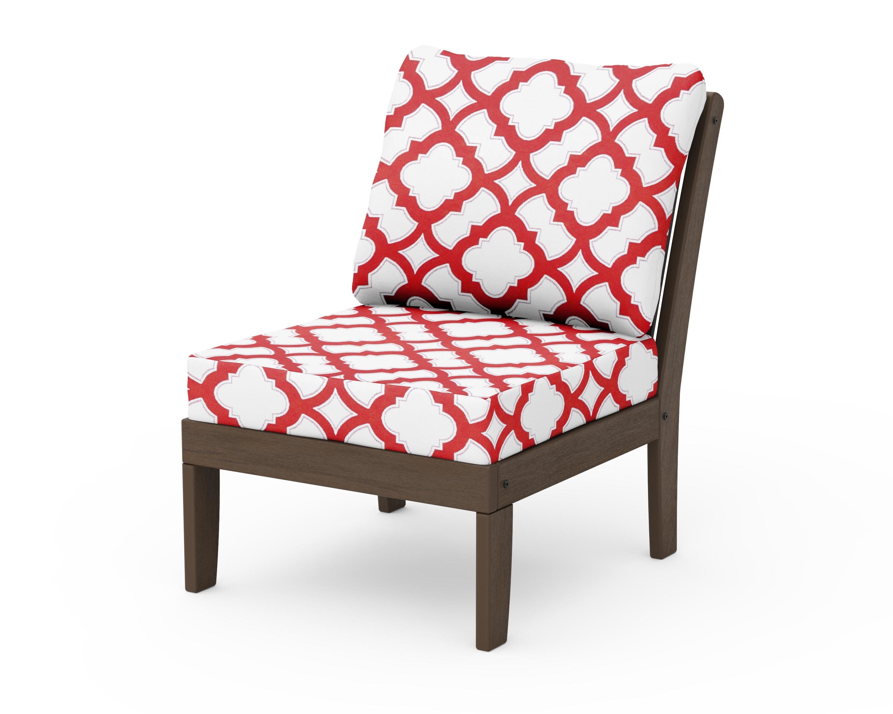 Braxton Modular Armless Chair in Kona / Trellis Crimson
