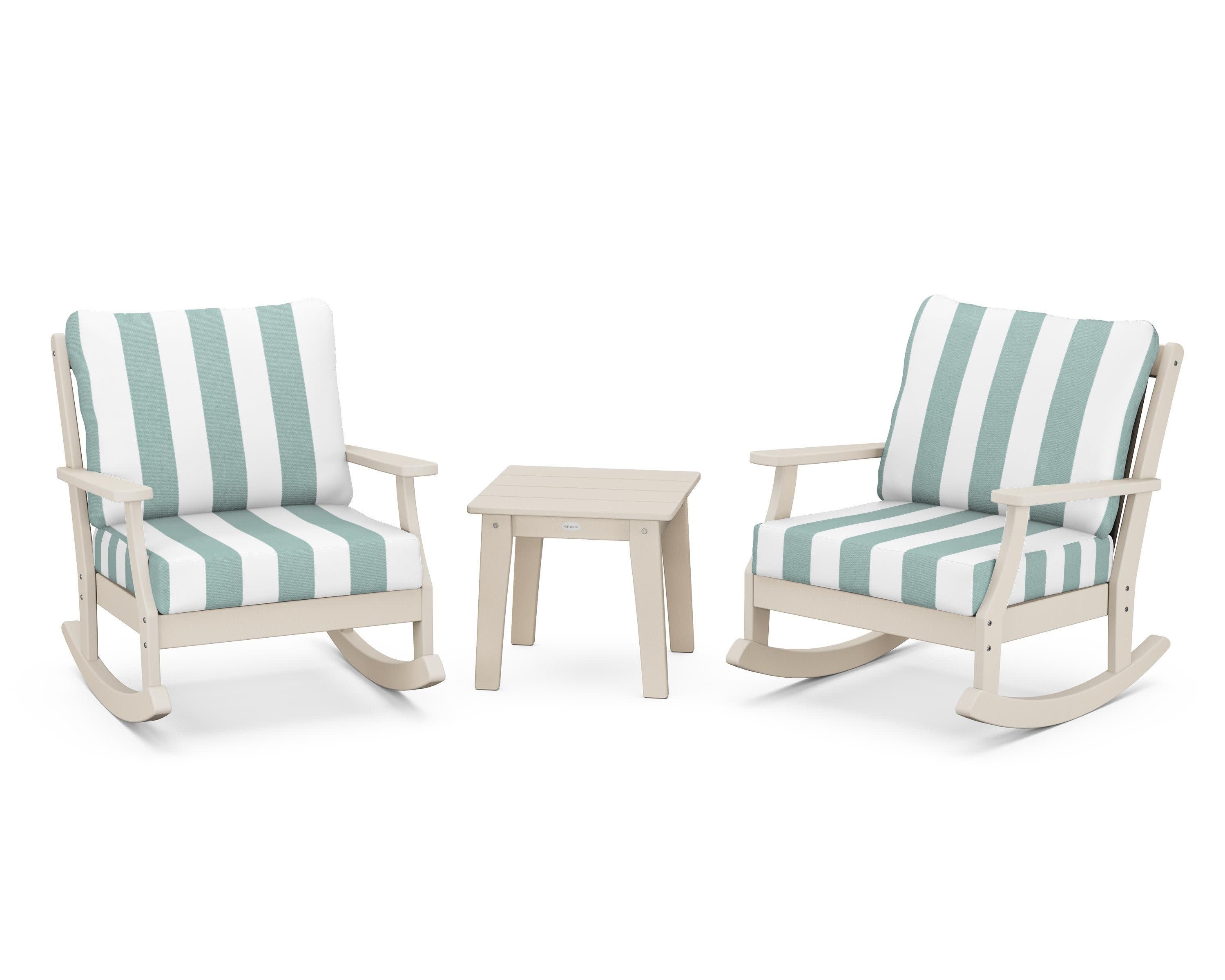 Braxton 3-Piece Deep Seating Rocker Set in Sand / Cabana Stripe Glacier Spa