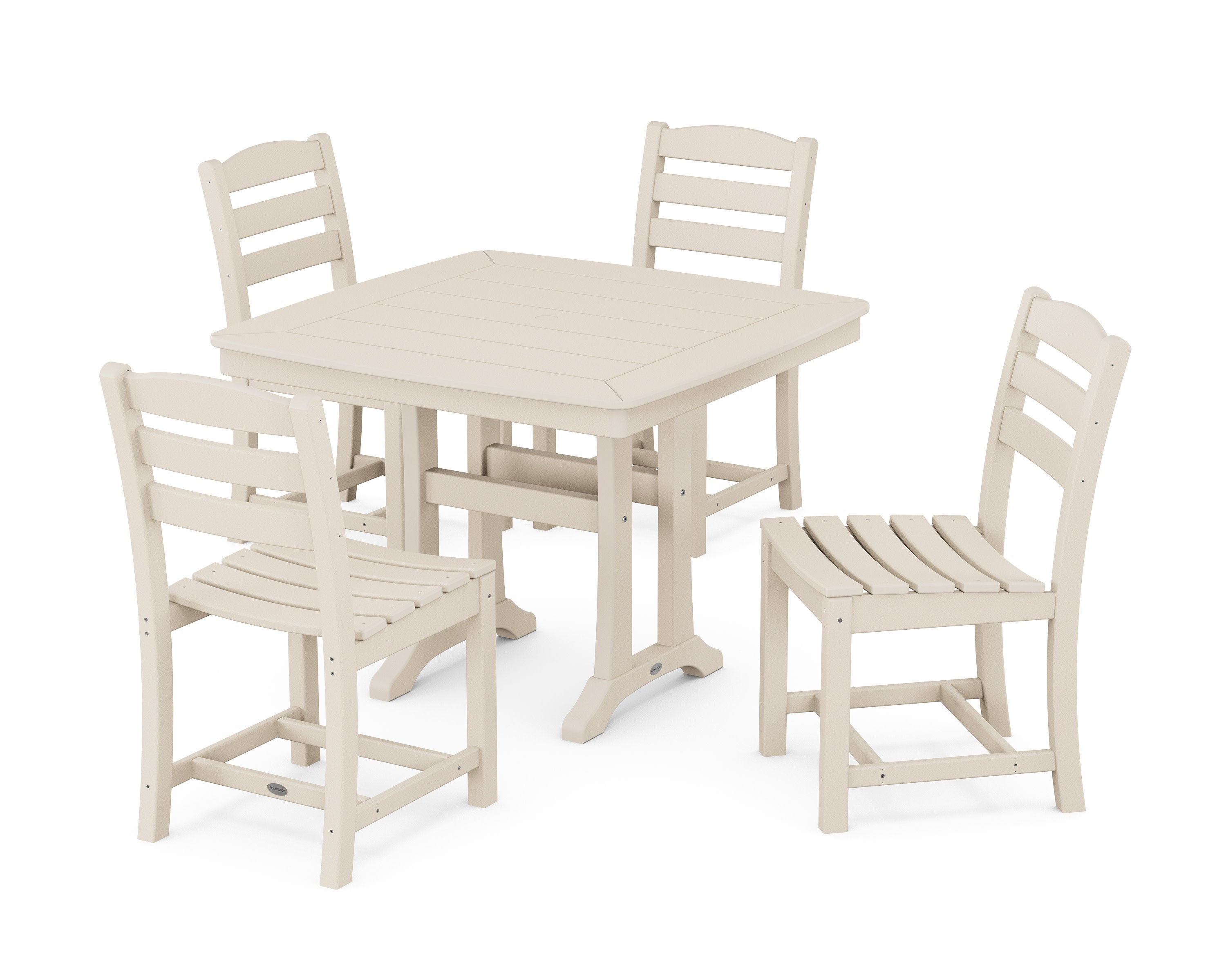 La Casa Caf Side Chair 5-Piece Dining Set with Trestle Legs in Sand
