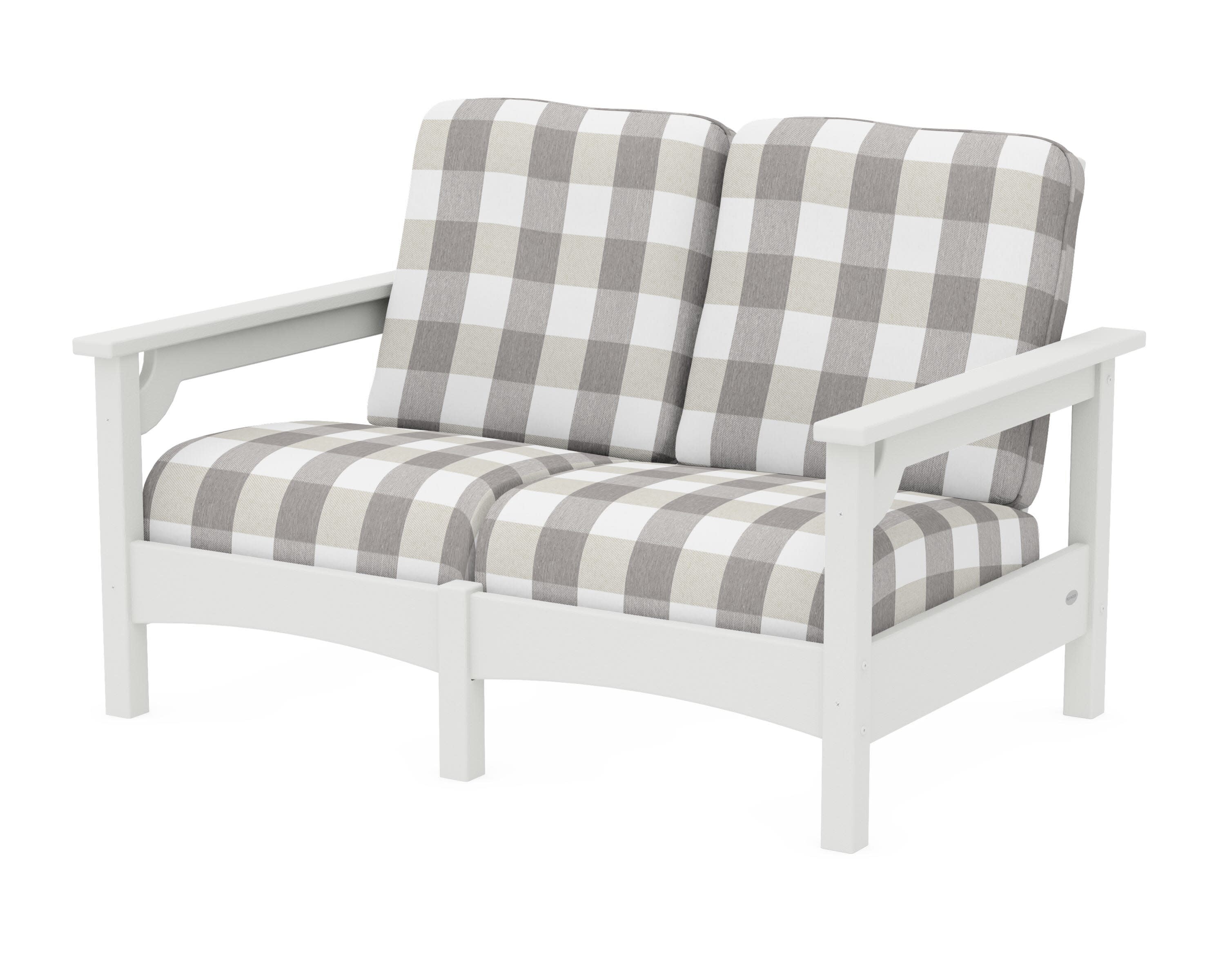 Club Loveseat in Vintage White / Buffalo Plaid Grey Mist