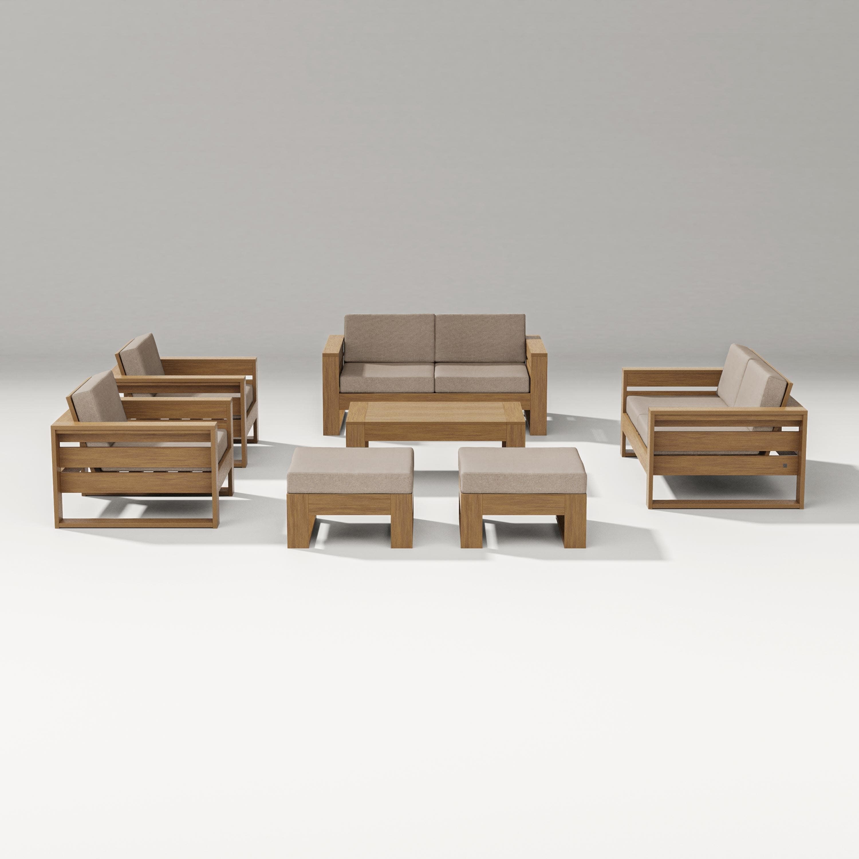 Latitude 7-Piece Lounge Loveseat Set in Natural / Spiced Burlap