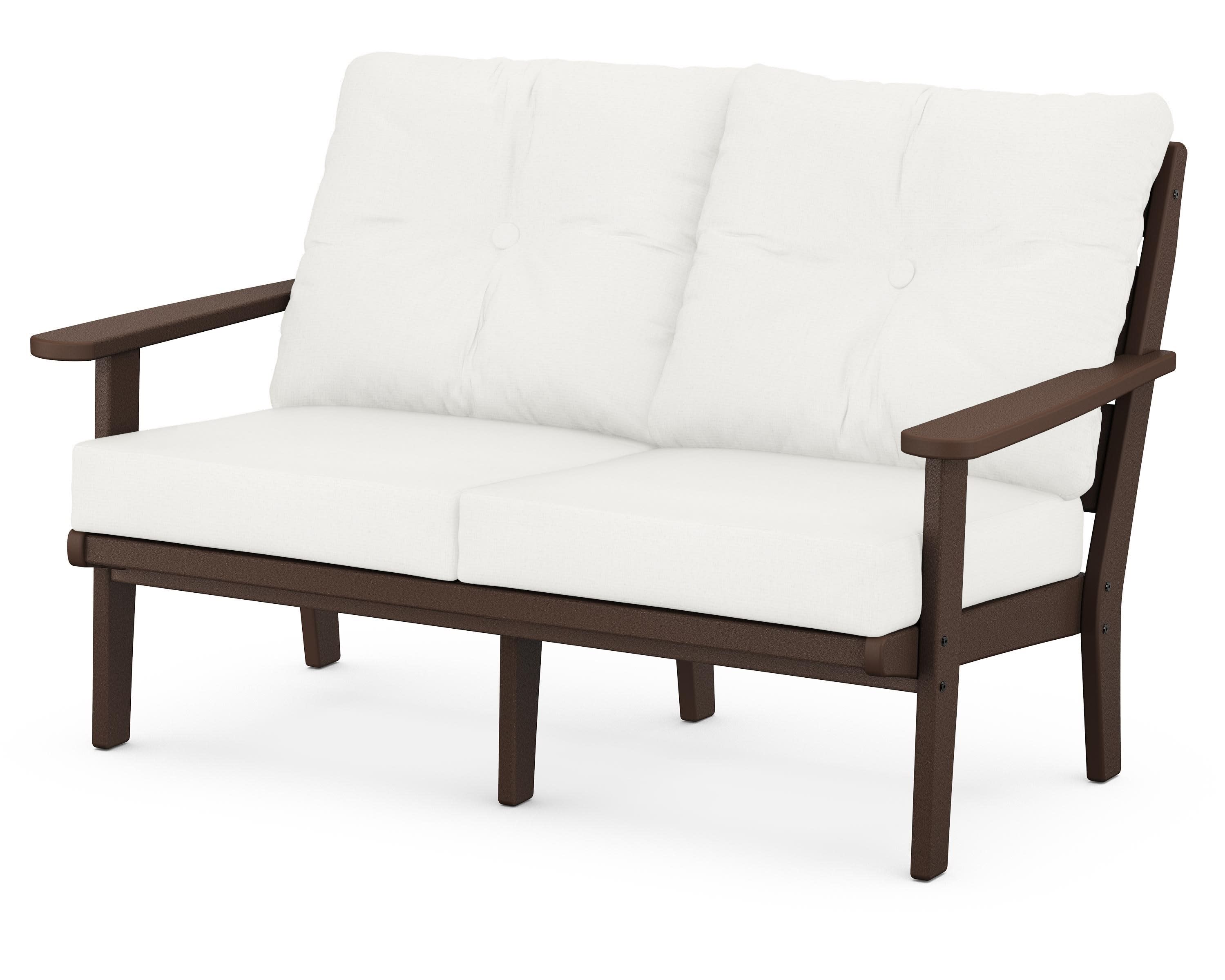 Lakeside Deep Seating Loveseat in Mahogany / Natural Linen