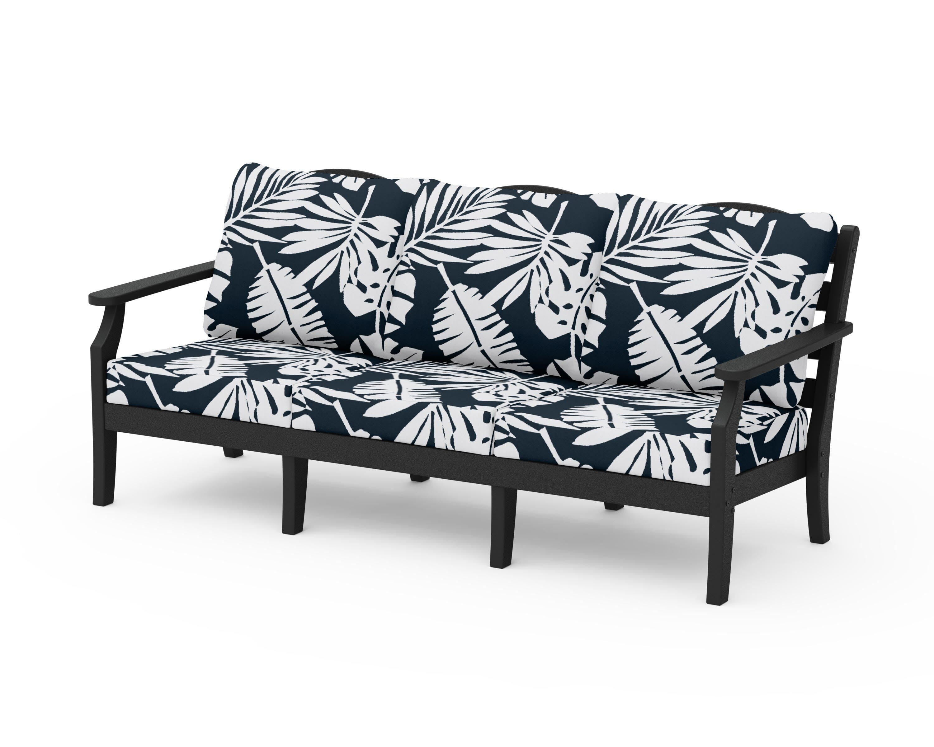 Savannah Deep Seating Sofa in Black / Leaf Marine Indigo