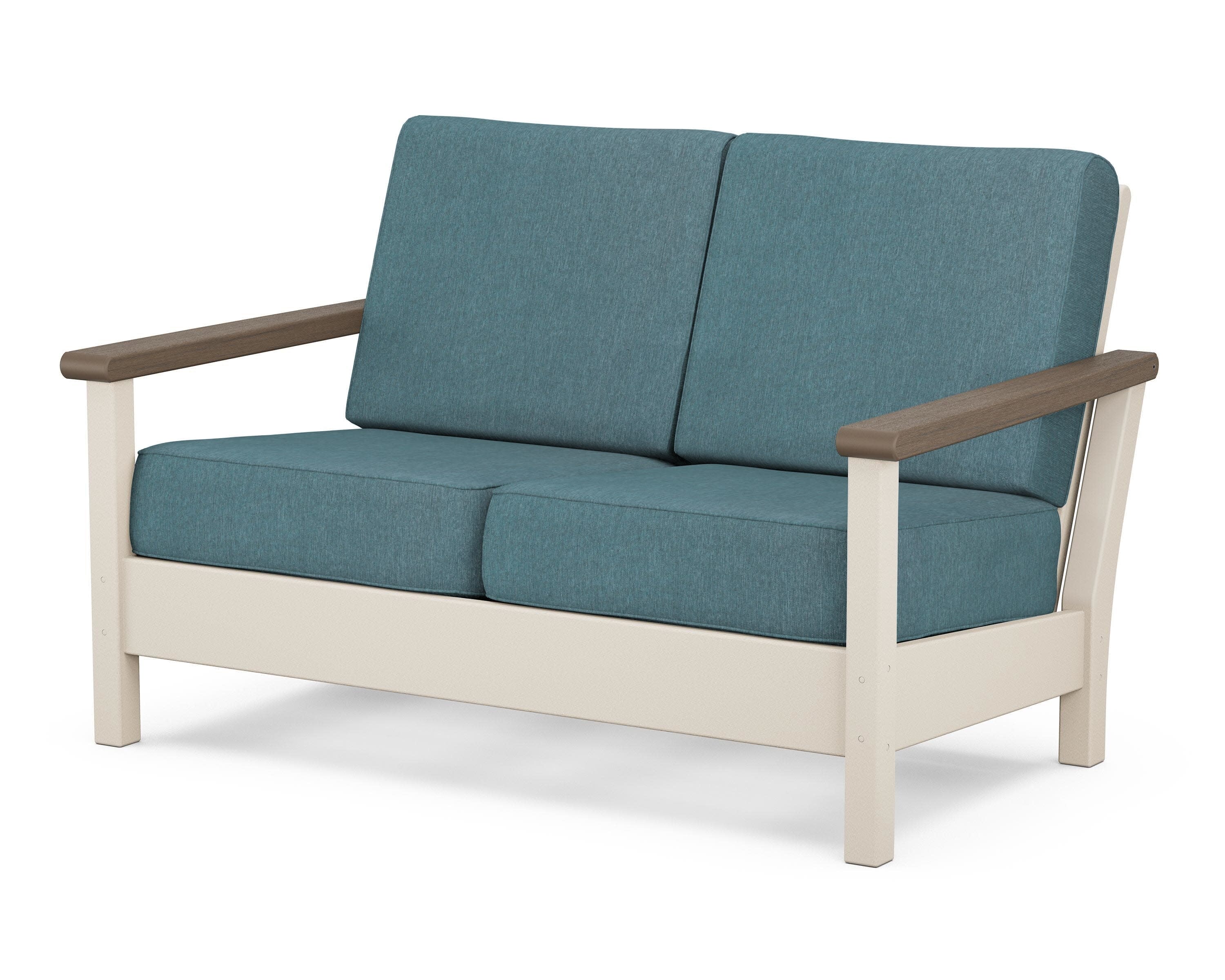 Harbour Deep Seating Loveseat in Sand / Kona / Ocean Teal