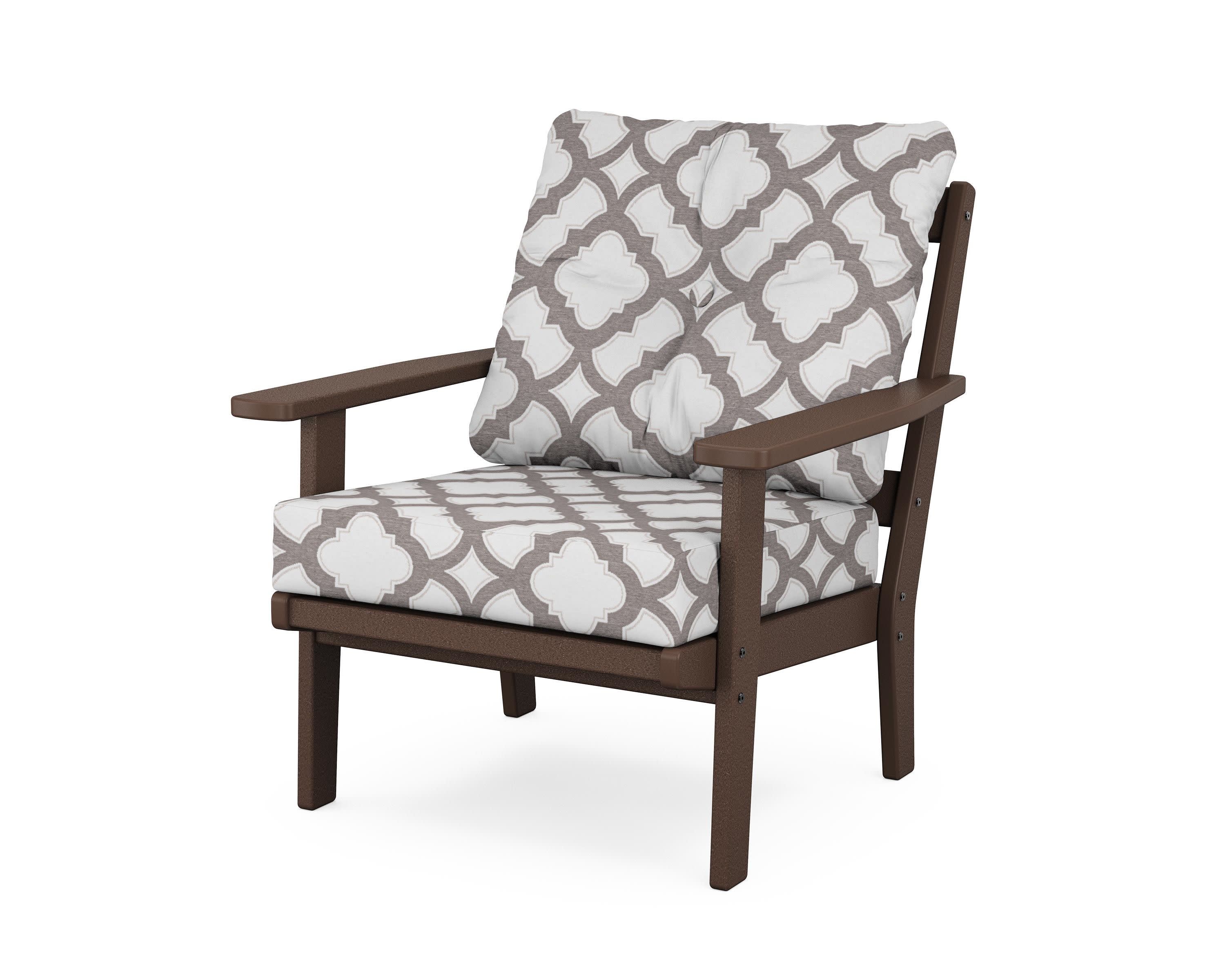 Oxford Deep Seating Chair in Mahogany / Trellis Grey Mist