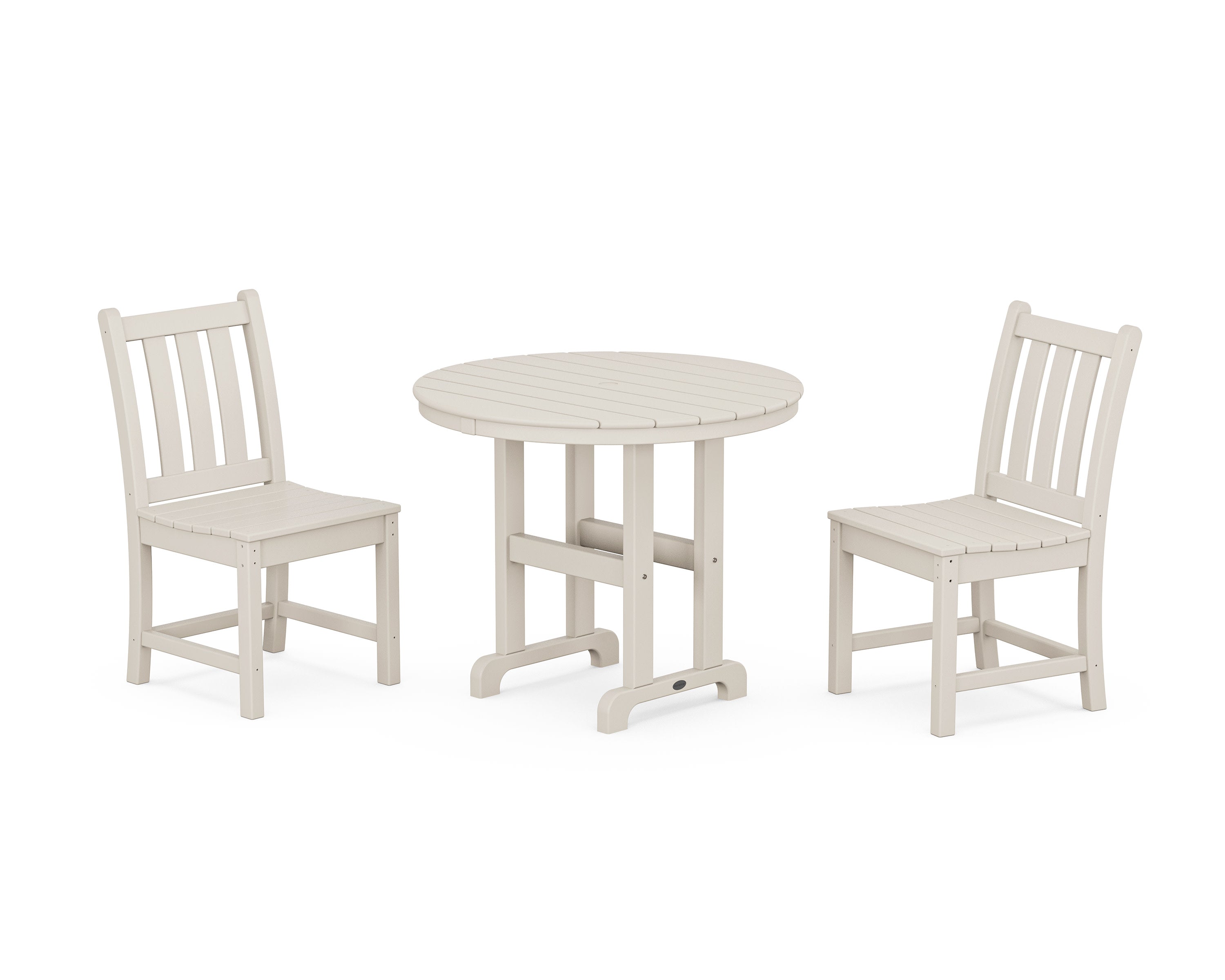 Traditional Garden Side Chair 3-Piece Round Dining Set in Sand