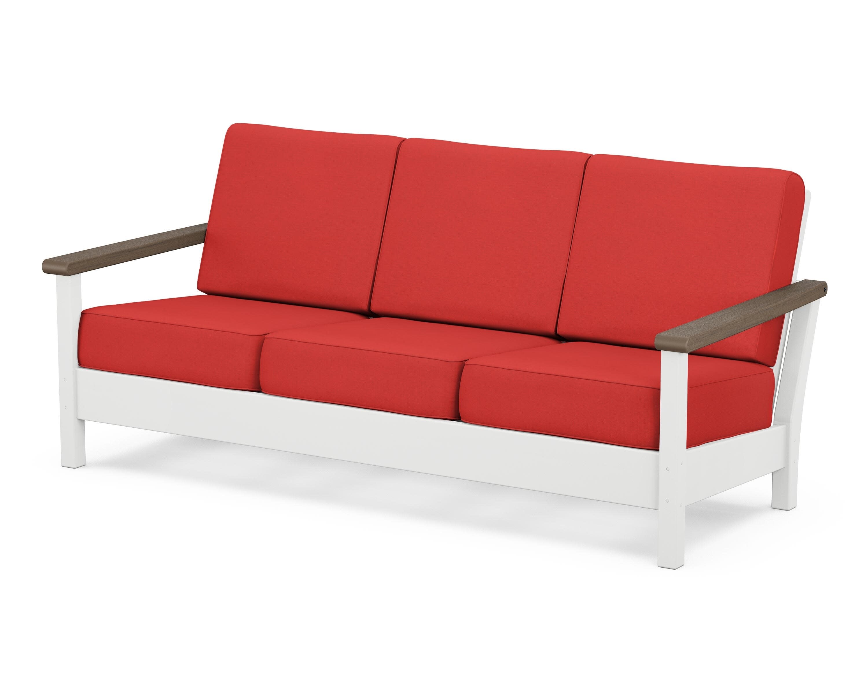 Harbour Deep Seating Sofa in White / Kona / Crimson Linen
