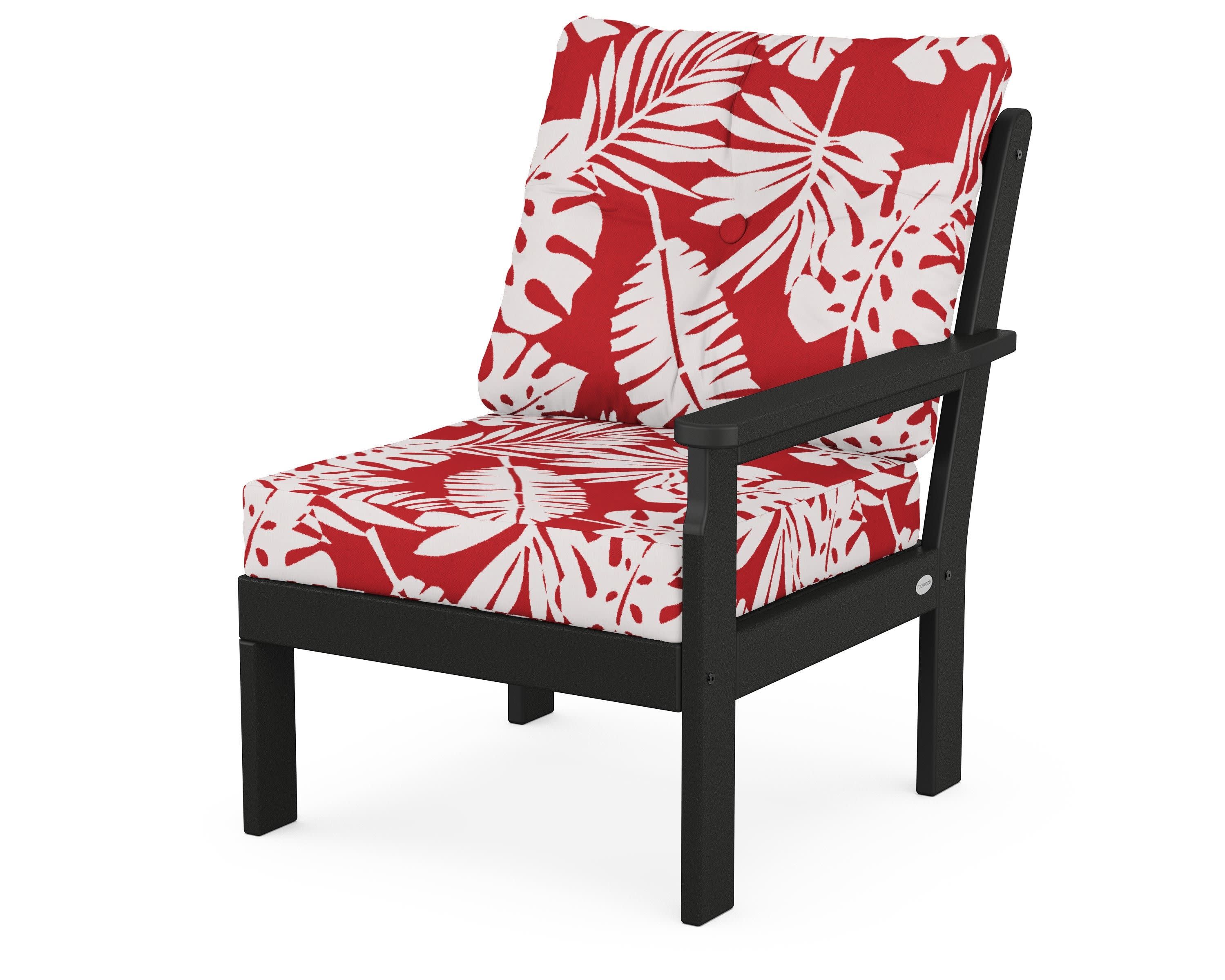 Vineyard Modular Right Arm Chair in Black / Leaf Crimson