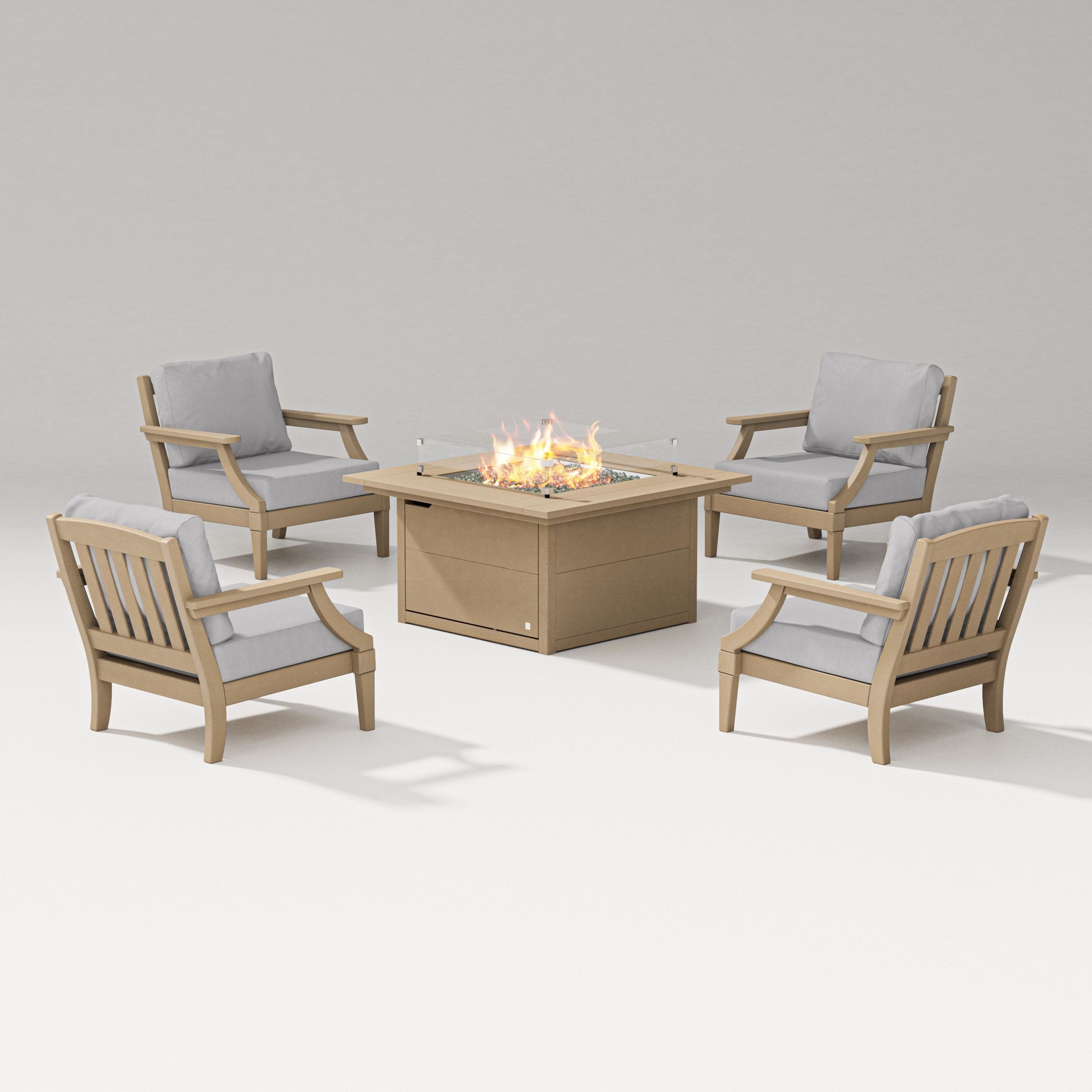 Estate 5-Piece Lounge Fire Table Set in Vintage Sahara / Granite