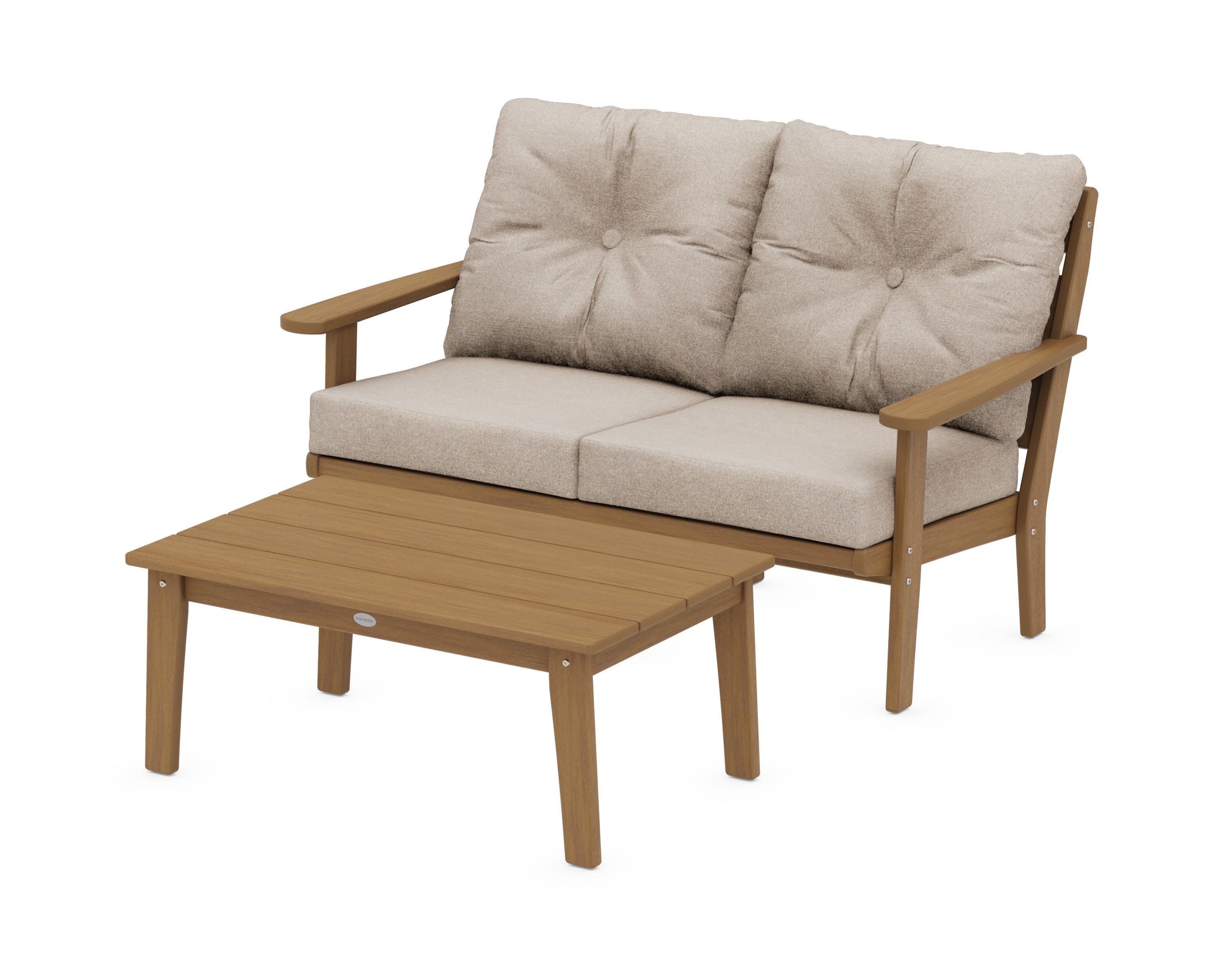 Lakeside 2-Piece Lounge Loveseat Set in Natural / Spiced Burlap