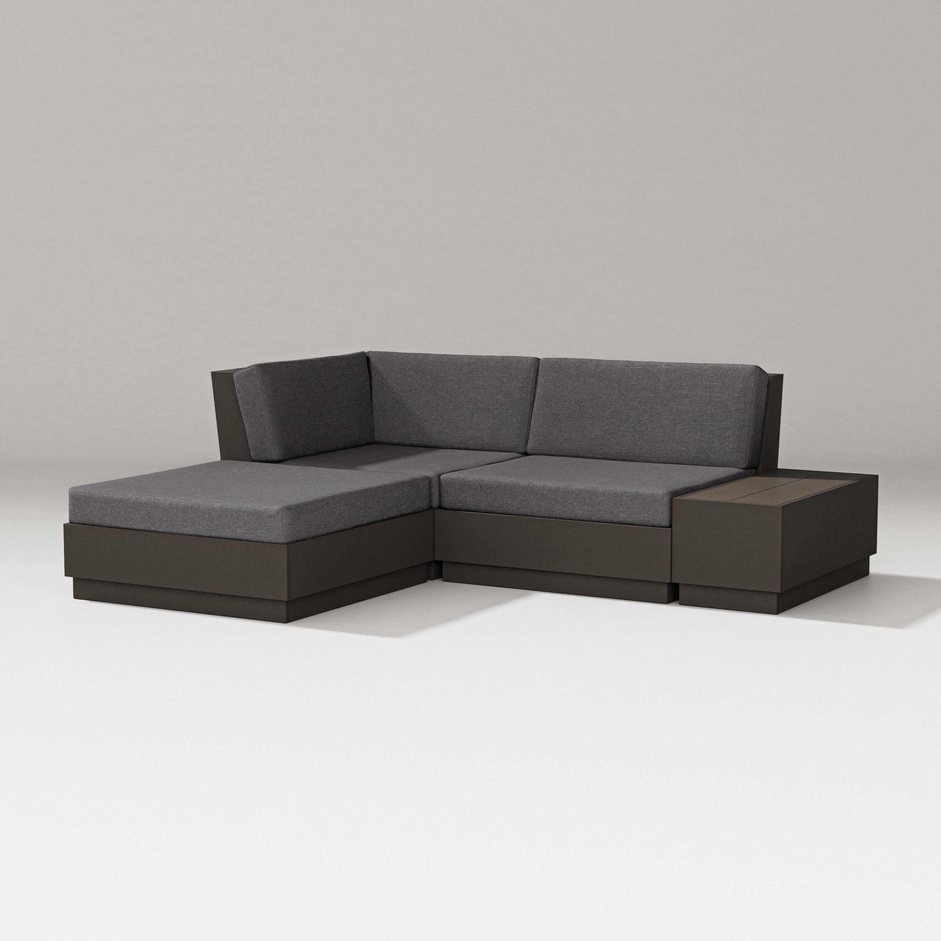 Elevate Loveseat Sectional with Chaise in Vintage Coffee / Ash Charcoal