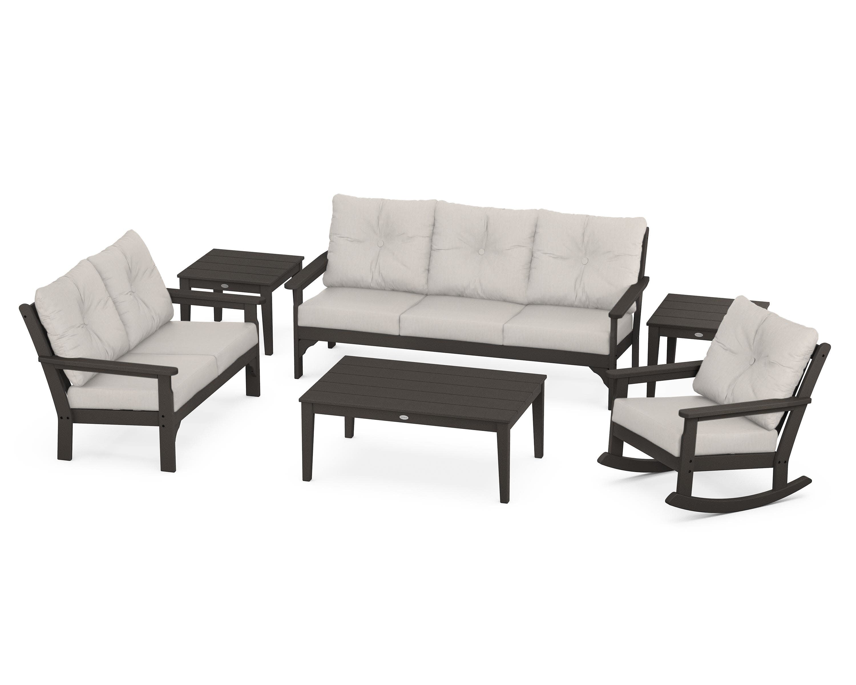 Vineyard 6-Piece Deep Seating Set in Vintage Coffee / Cast Ash