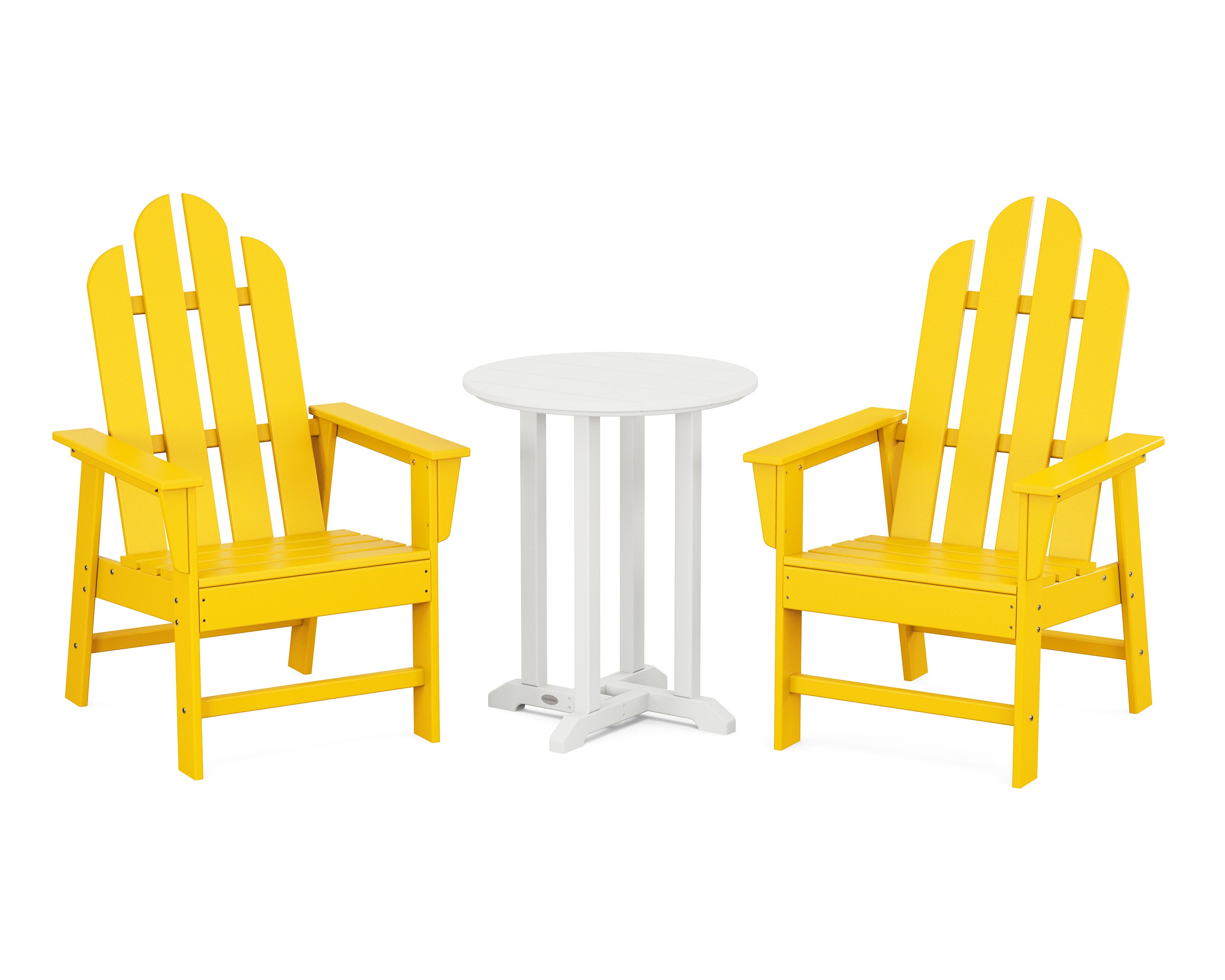 Long Island 3-Piece Round Bistro Dining Set in Lemon / White