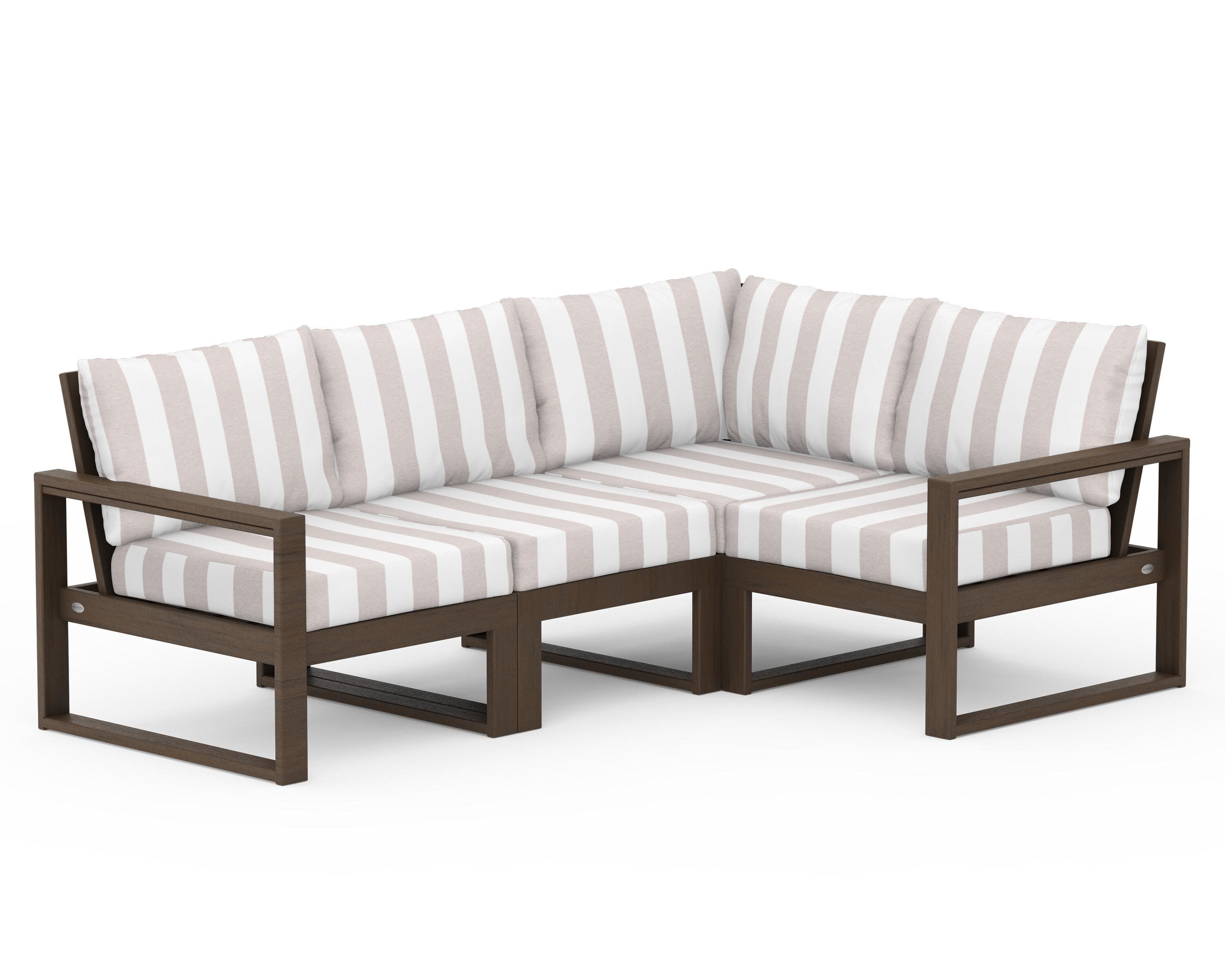 EDGE 4-Piece Modular Deep Seating Set in Kona / Cabana Stripe Dune Burlap